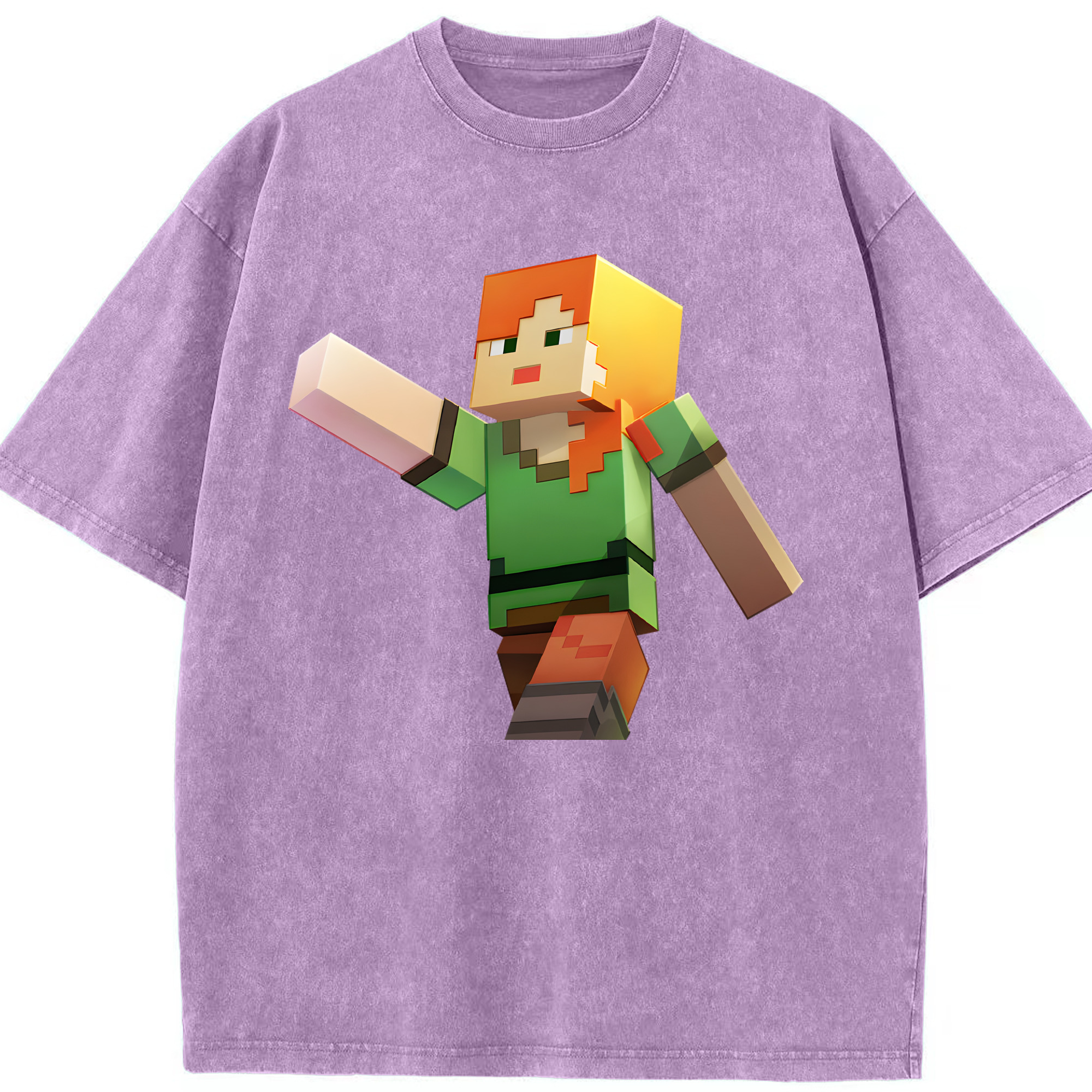 （画像用） マインクラフト ブロックの世界 Minecraft MC Block world 綿100% ヴィンテージ風 半袖Tシャツ（フロントプリント）