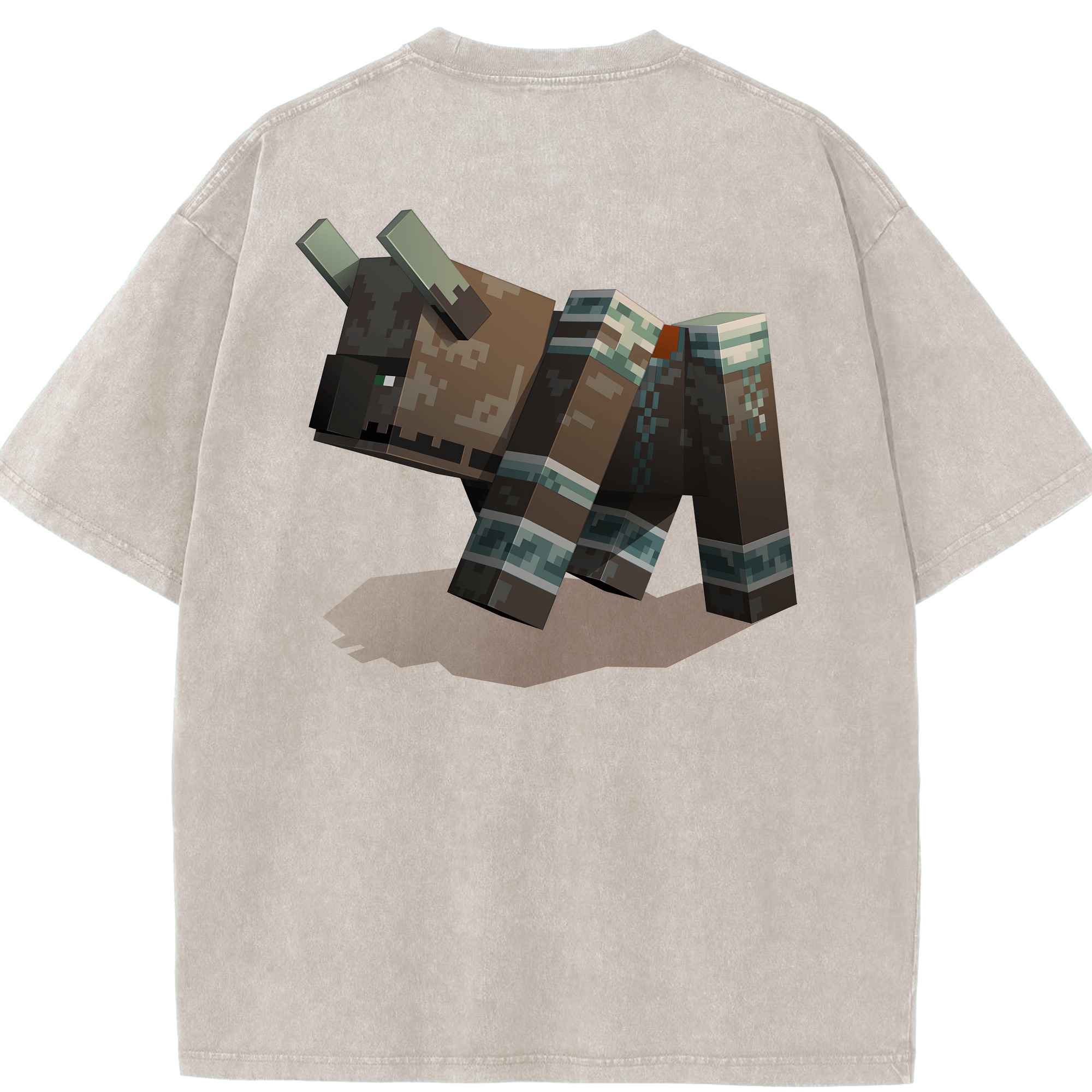 （画像用） マインクラフト ブロックの世界 Minecraft MC Block world 綿100% ヴィンテージ風 半袖Tシャツ（背面プリント）