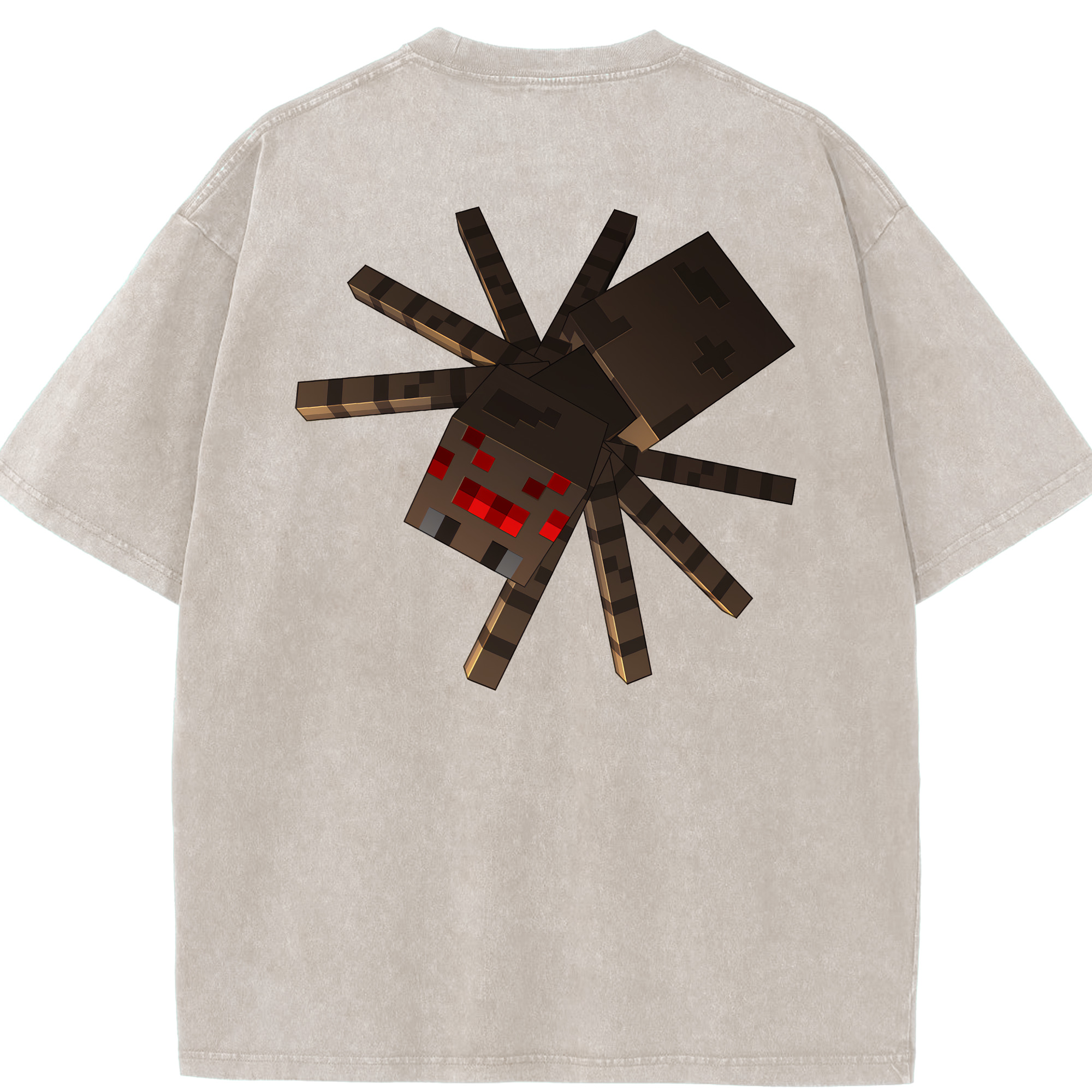 （画像用） マインクラフト ブロックの世界 Minecraft MC Block world 綿100% ヴィンテージ風 半袖Tシャツ（背面プリント）