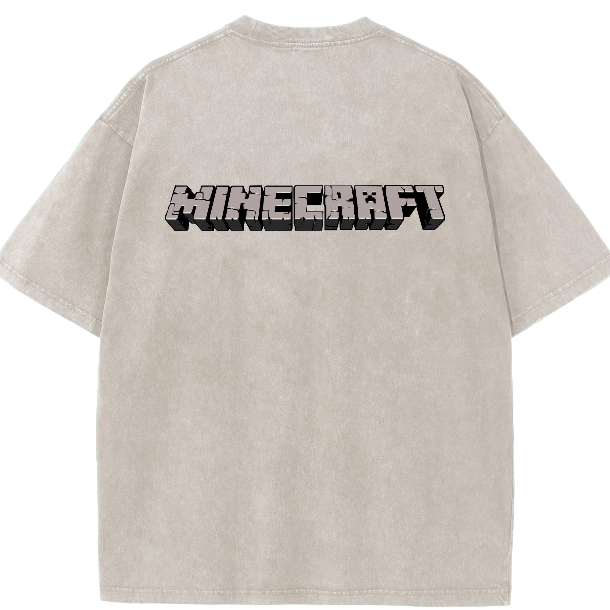 （画像用） マインクラフト ブロックの世界 Minecraft MC Block world 綿100% ヴィンテージ風 半袖Tシャツ（背面プリント）
