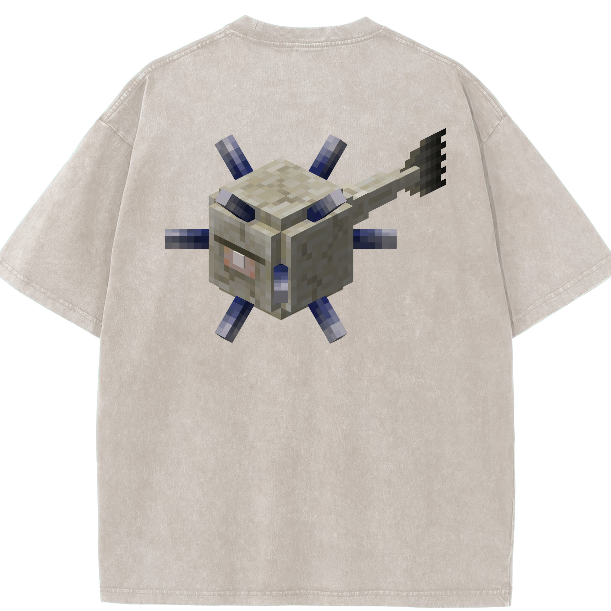 （画像用） マインクラフト ブロックの世界 Minecraft MC Block world 綿100% ヴィンテージ風 半袖Tシャツ（背面プリント）