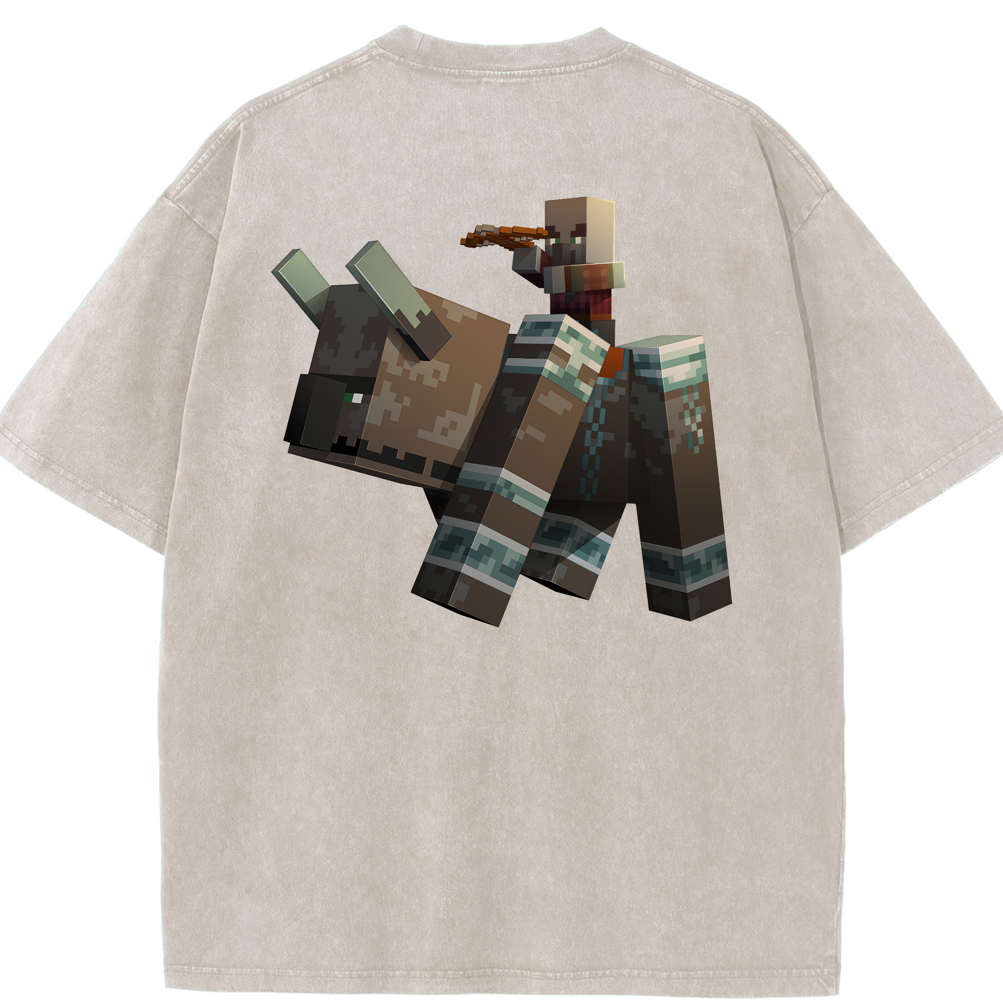 （画像用） マインクラフト ブロックの世界 Minecraft MC Block world 綿100% ヴィンテージ風 半袖Tシャツ（背面プリント）