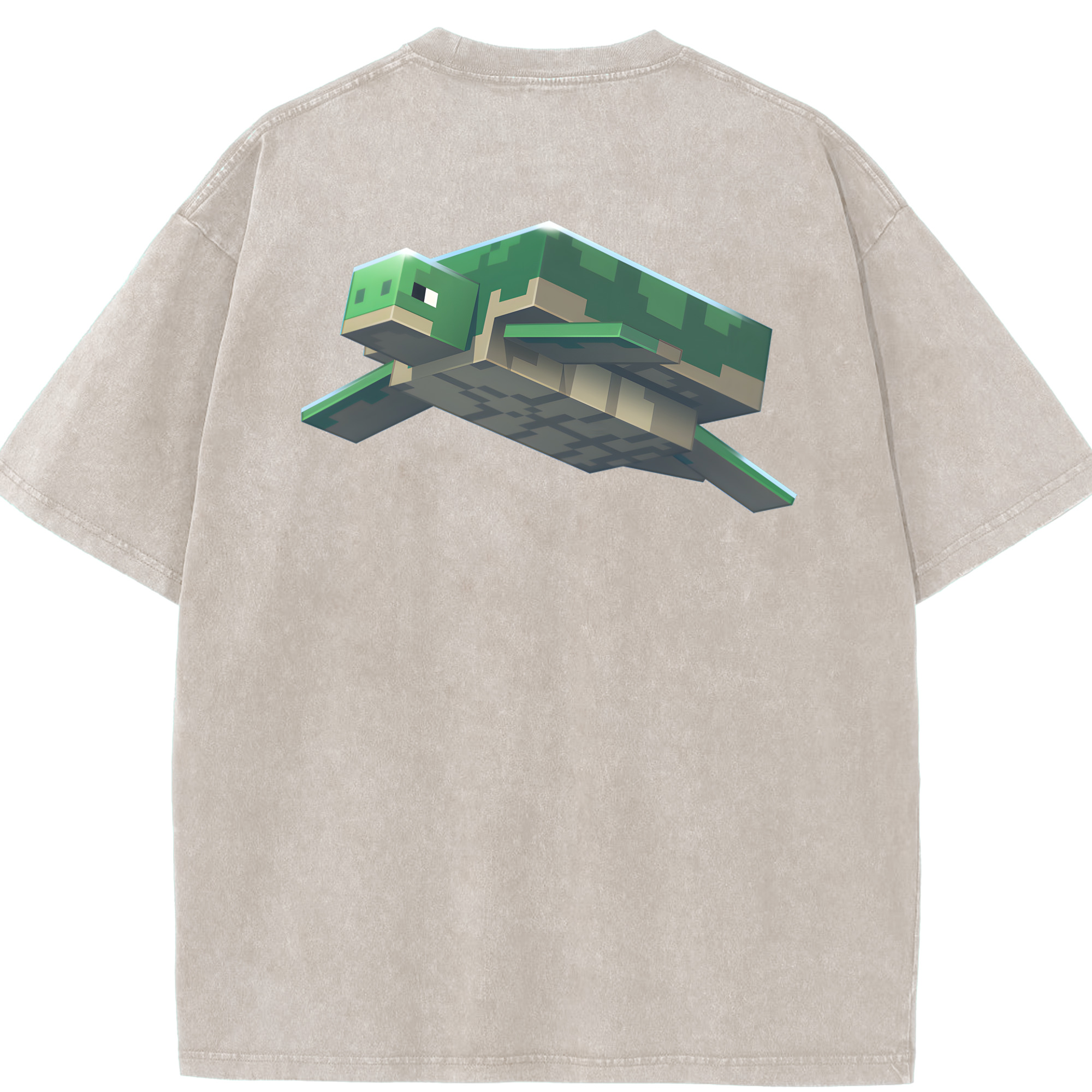 （画像用） マインクラフト ブロックの世界 Minecraft MC Block world 綿100% ヴィンテージ風 半袖Tシャツ（背面プリント）