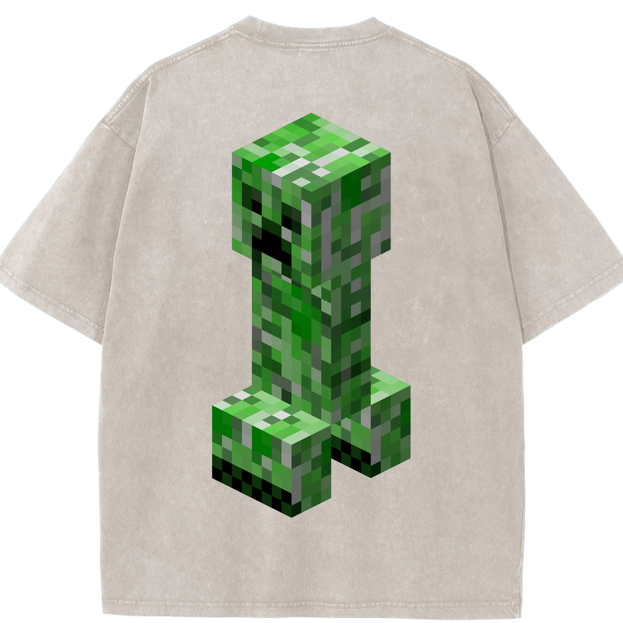 （画像用） マインクラフト ブロックの世界 Minecraft MC Block world 綿100% ヴィンテージ風 半袖Tシャツ（背面プリント）