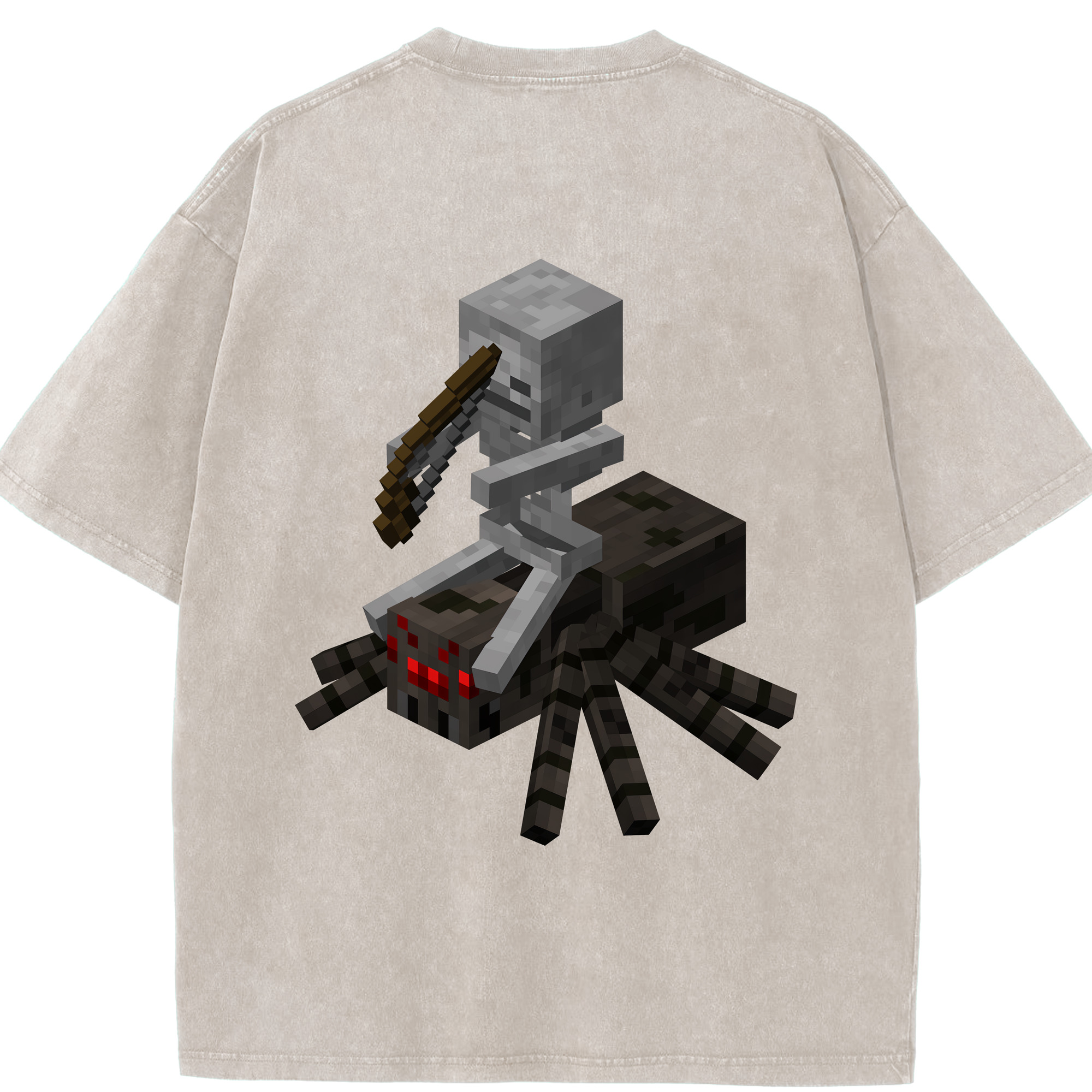 （画像用） マインクラフト ブロックの世界 Minecraft MC Block world 綿100% ヴィンテージ風 半袖Tシャツ（背面プリント）