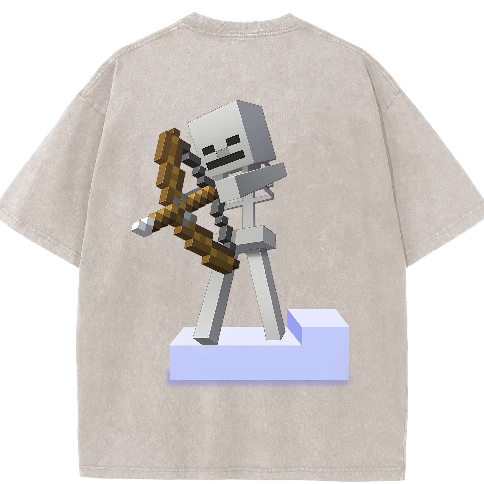 （画像用） マインクラフト ブロックの世界 Minecraft MC Block world 綿100% ヴィンテージ風 半袖Tシャツ（背面プリント）