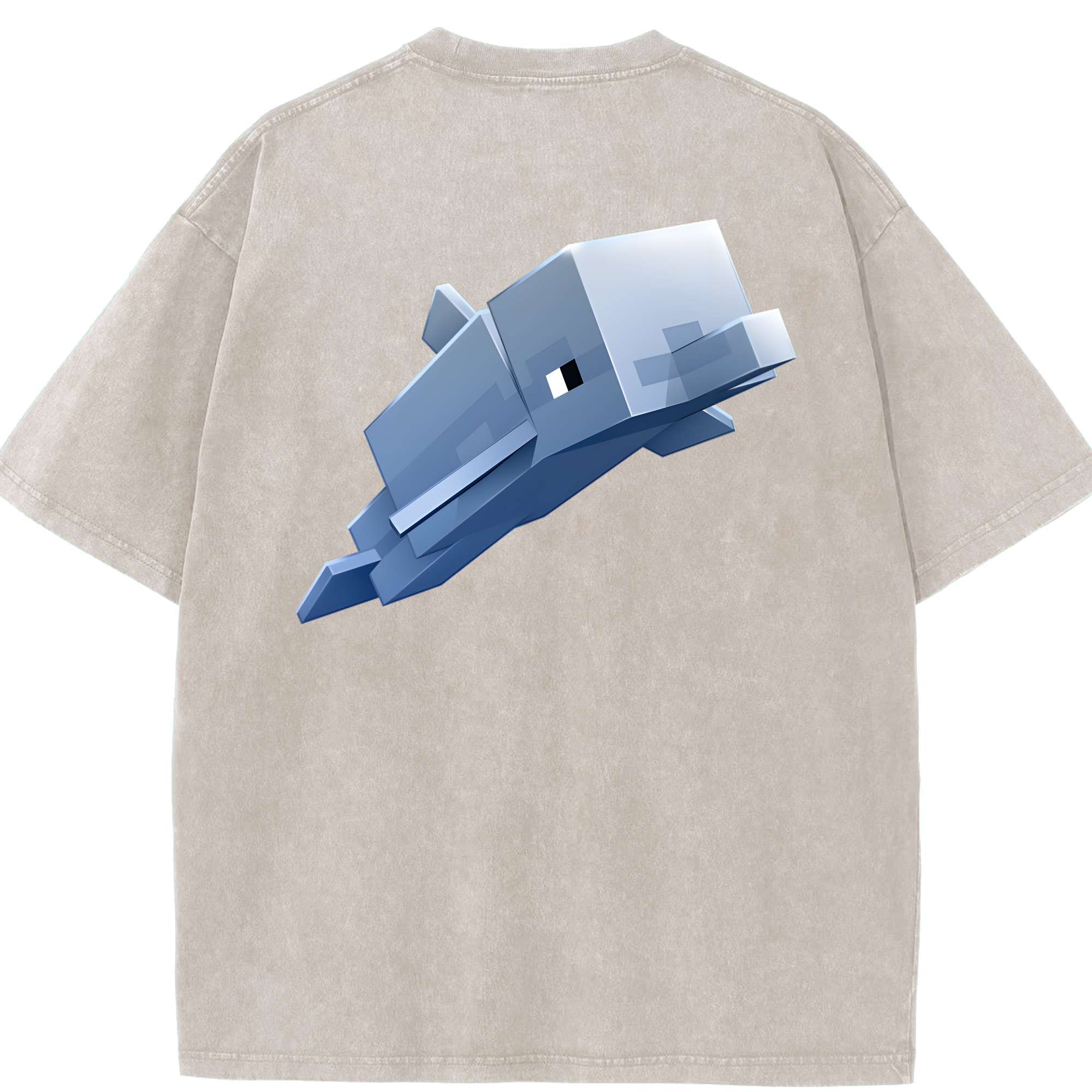 （画像用） マインクラフト ブロックの世界 Minecraft MC Block world 綿100% ヴィンテージ風 半袖Tシャツ（背面プリント）