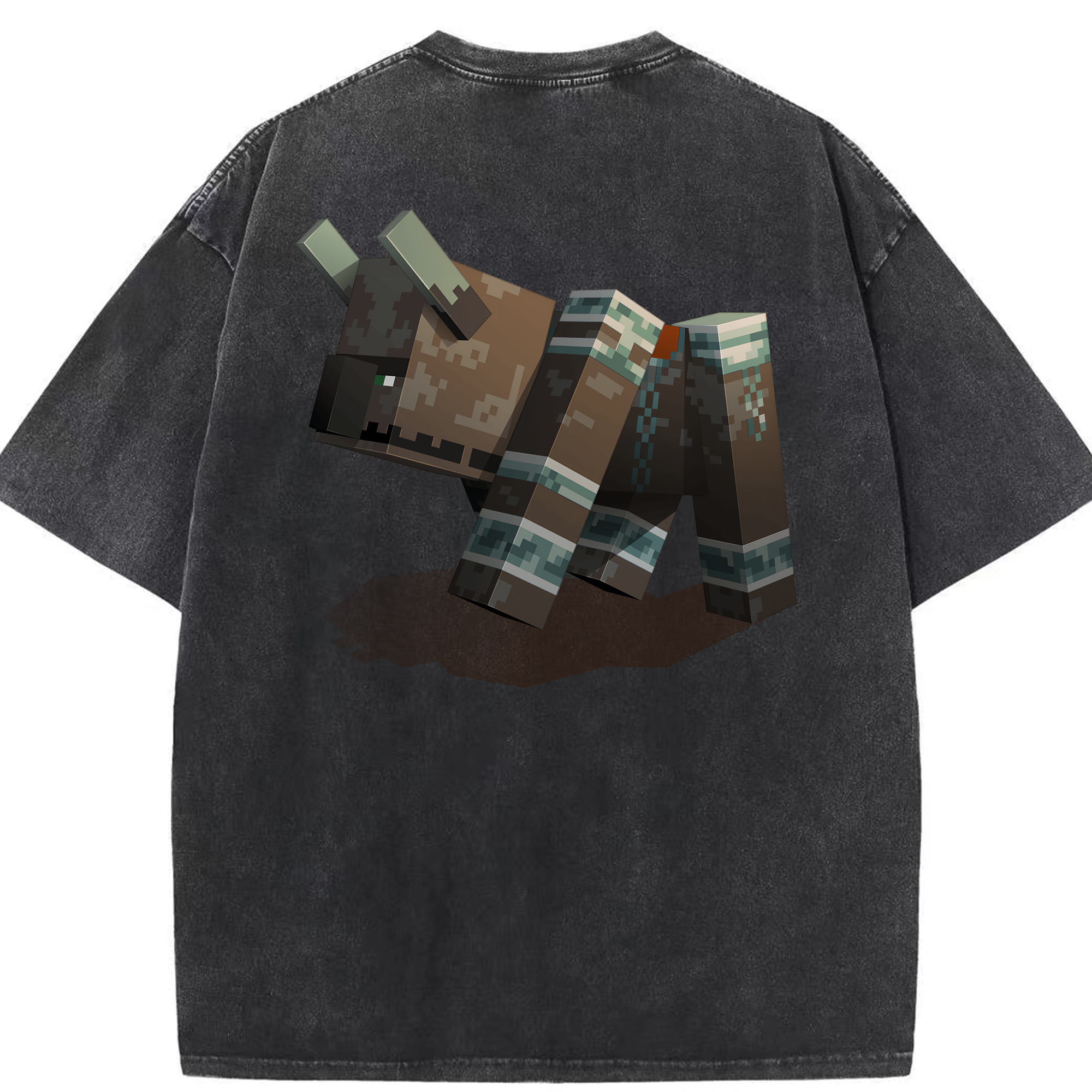 （画像用） マインクラフト ブロックの世界 Minecraft MC Block world 綿100% ヴィンテージ風 半袖Tシャツ（背面プリント）