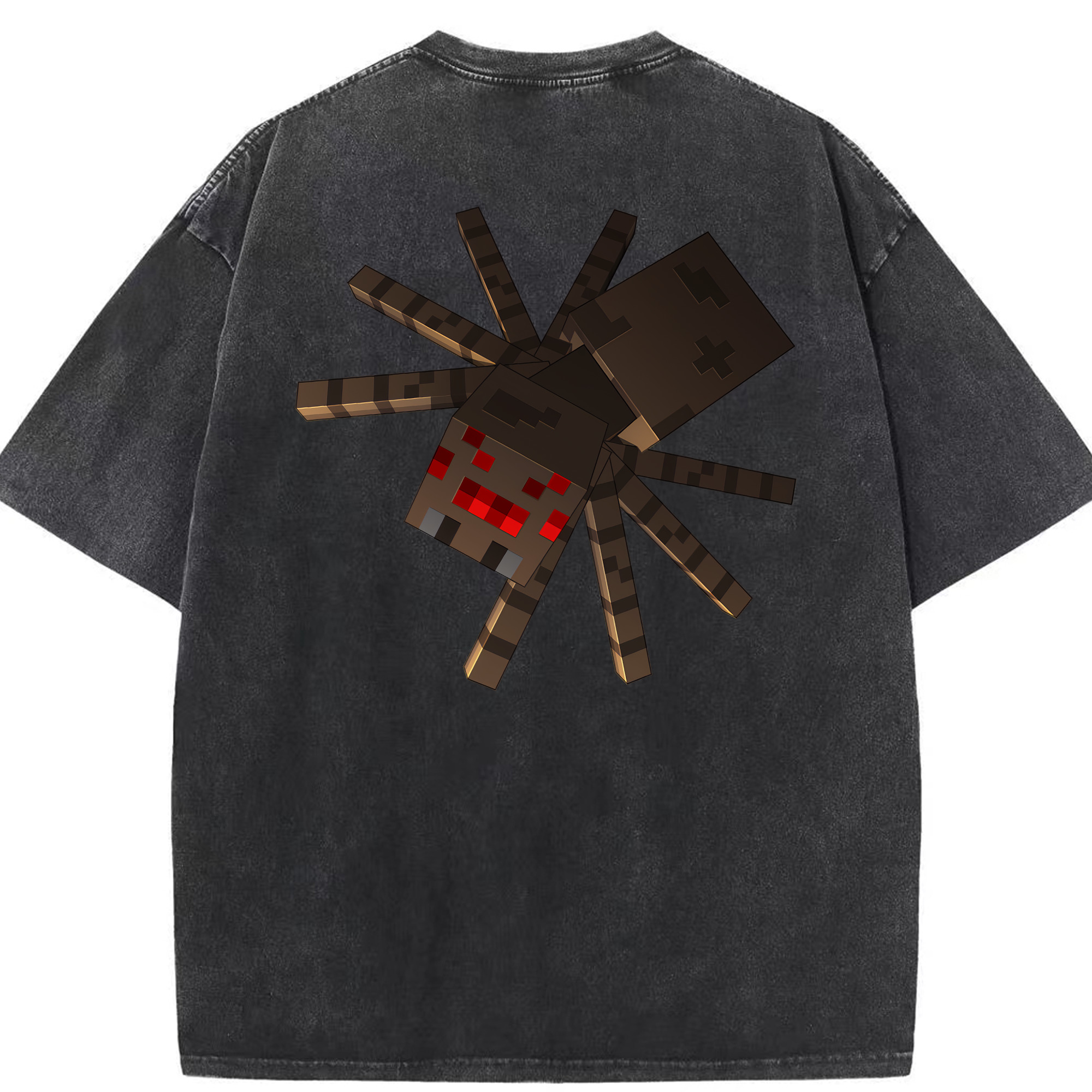 （画像用） マインクラフト ブロックの世界 Minecraft MC Block world 綿100% ヴィンテージ風 半袖Tシャツ（背面プリント）
