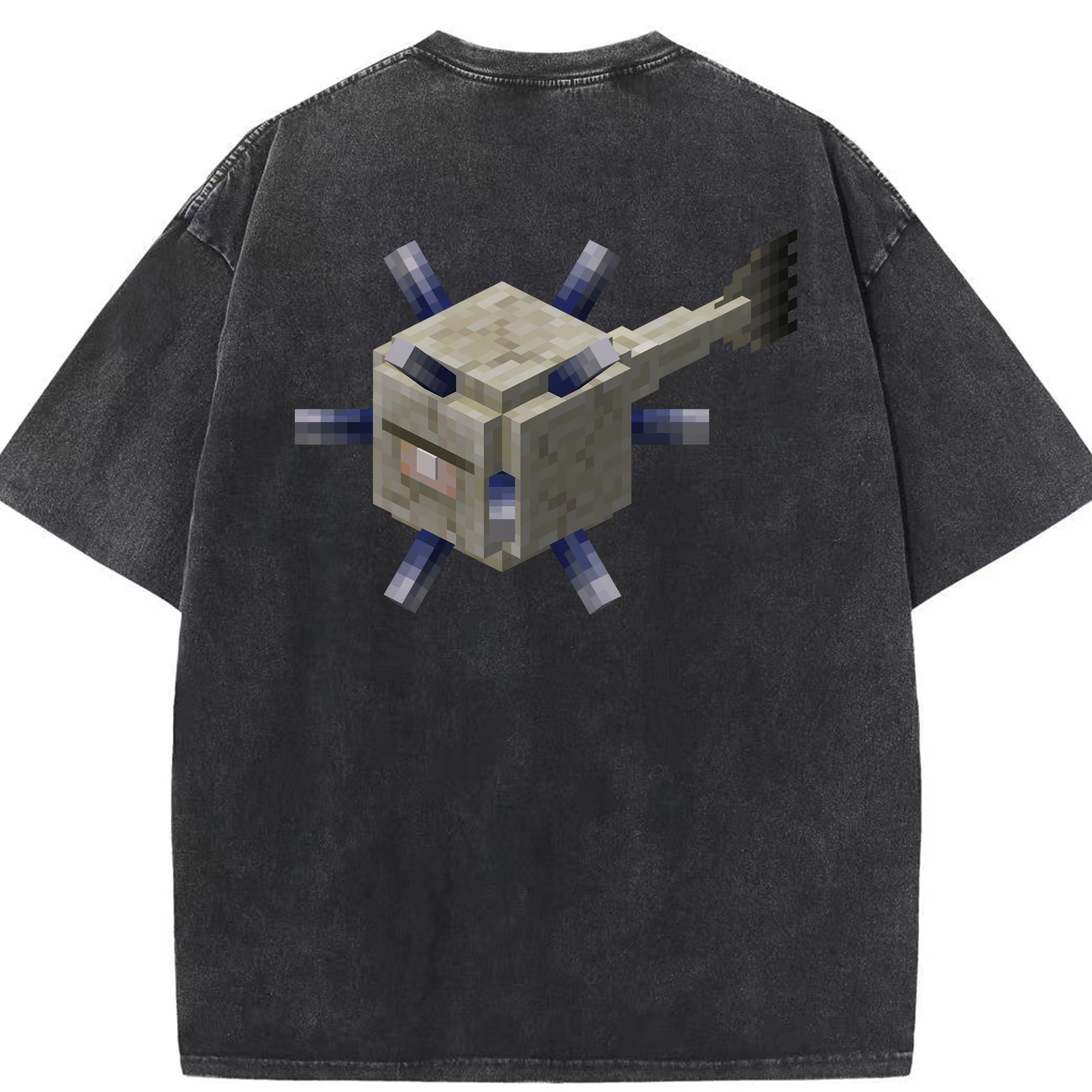 （画像用） マインクラフト ブロックの世界 Minecraft MC Block world 綿100% ヴィンテージ風 半袖Tシャツ（背面プリント）