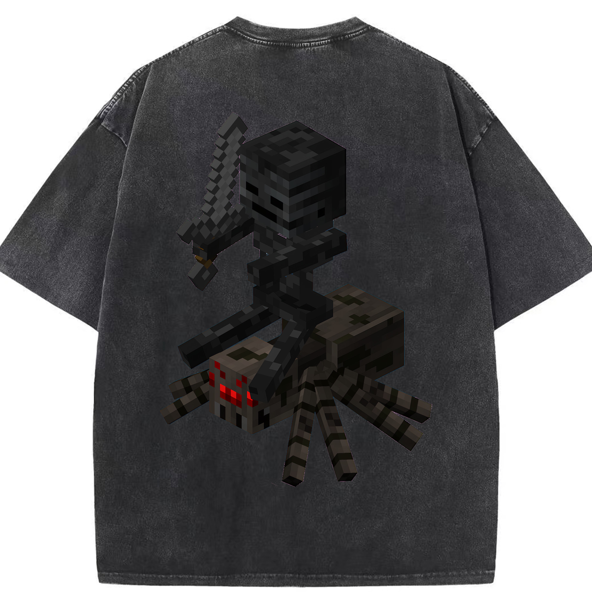 （画像用） マインクラフト ブロックの世界 Minecraft MC Block world 綿100% ヴィンテージ風 半袖Tシャツ（背面プリント）
