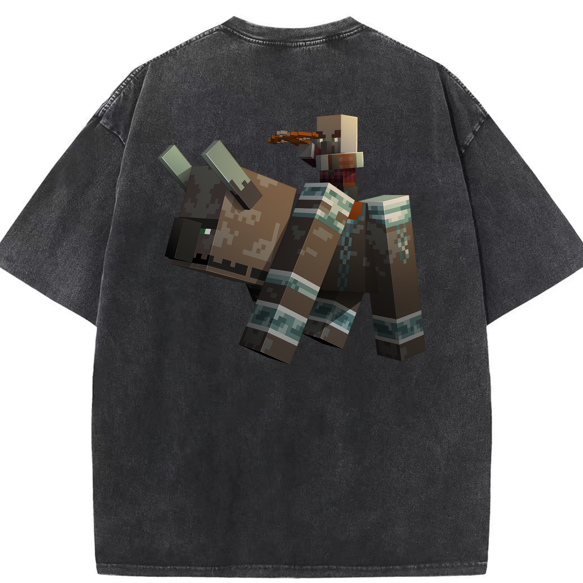 （画像用） マインクラフト ブロックの世界 Minecraft MC Block world 綿100% ヴィンテージ風 半袖Tシャツ（背面プリント）