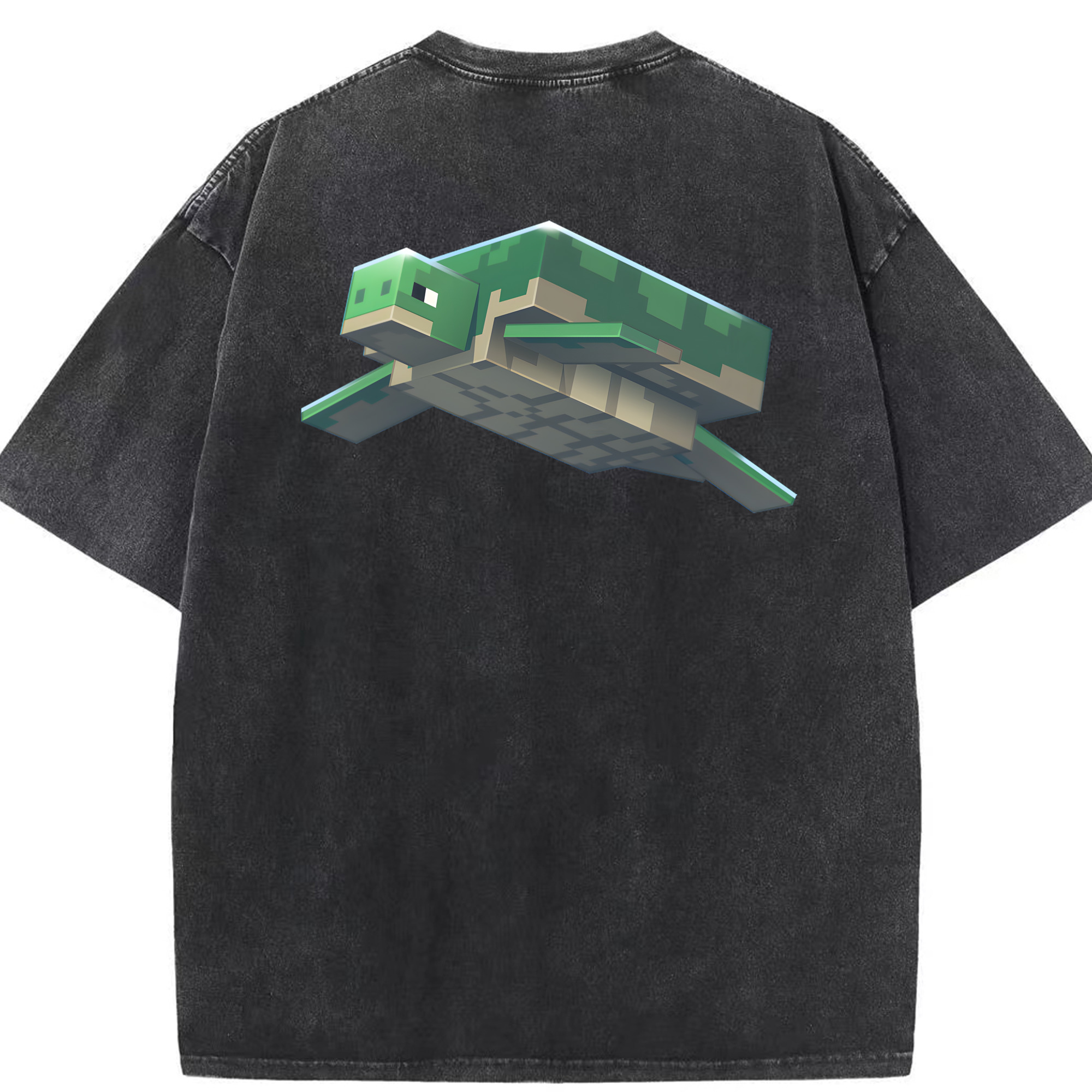 （画像用） マインクラフト ブロックの世界 Minecraft MC Block world 綿100% ヴィンテージ風 半袖Tシャツ（背面プリント）