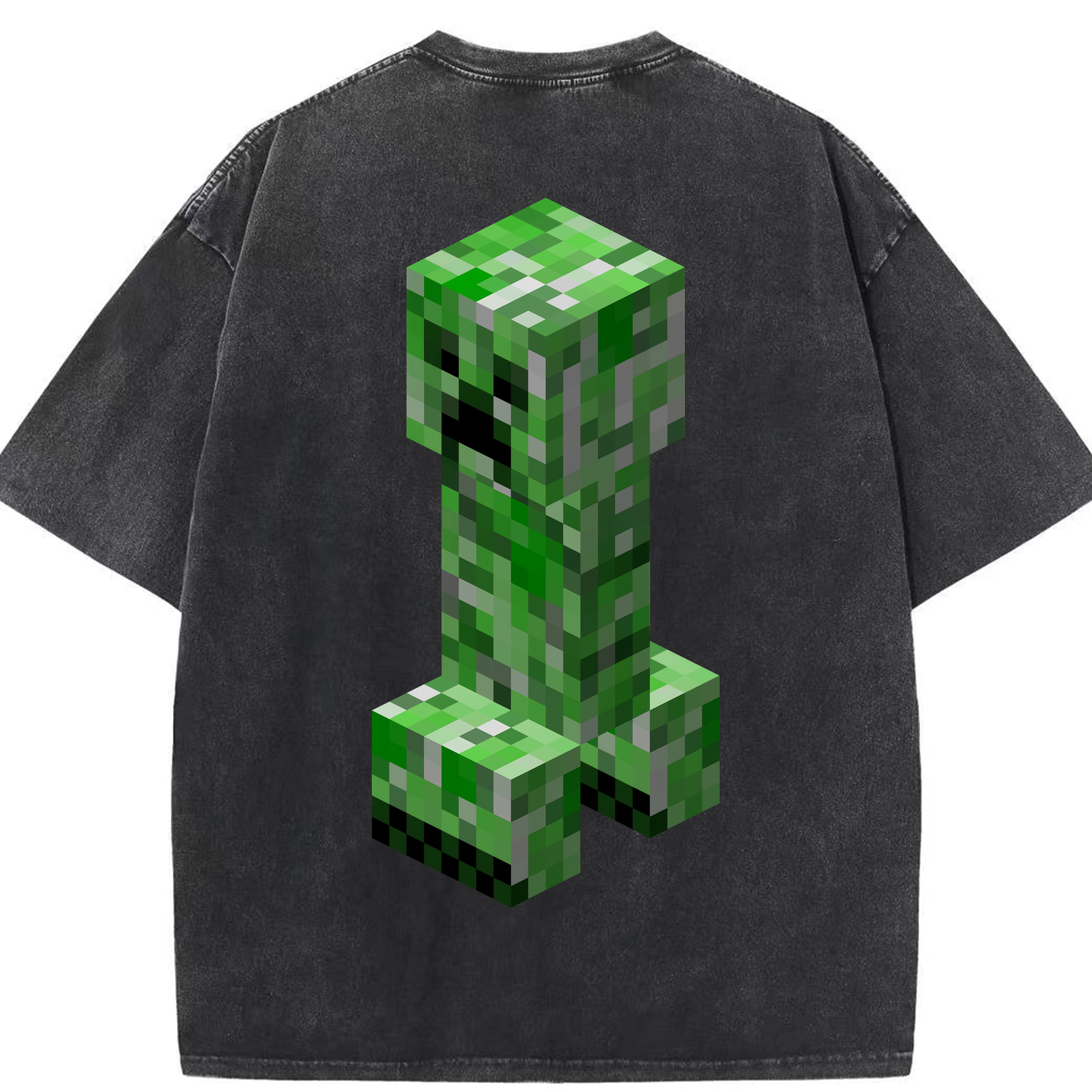 （画像用） マインクラフト ブロックの世界 Minecraft MC Block world 綿100% ヴィンテージ風 半袖Tシャツ（背面プリント）