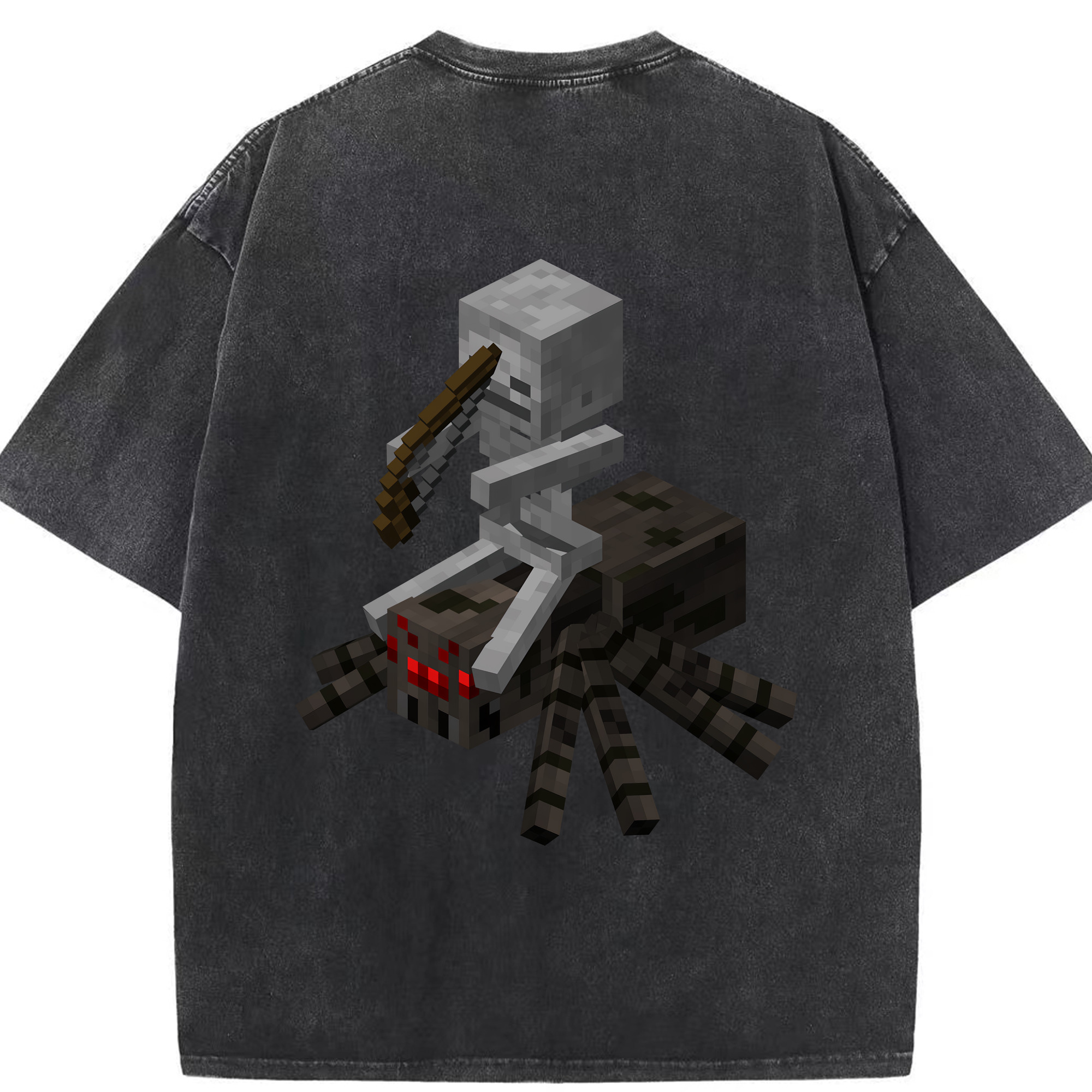 （画像用） マインクラフト ブロックの世界 Minecraft MC Block world 綿100% ヴィンテージ風 半袖Tシャツ（背面プリント）