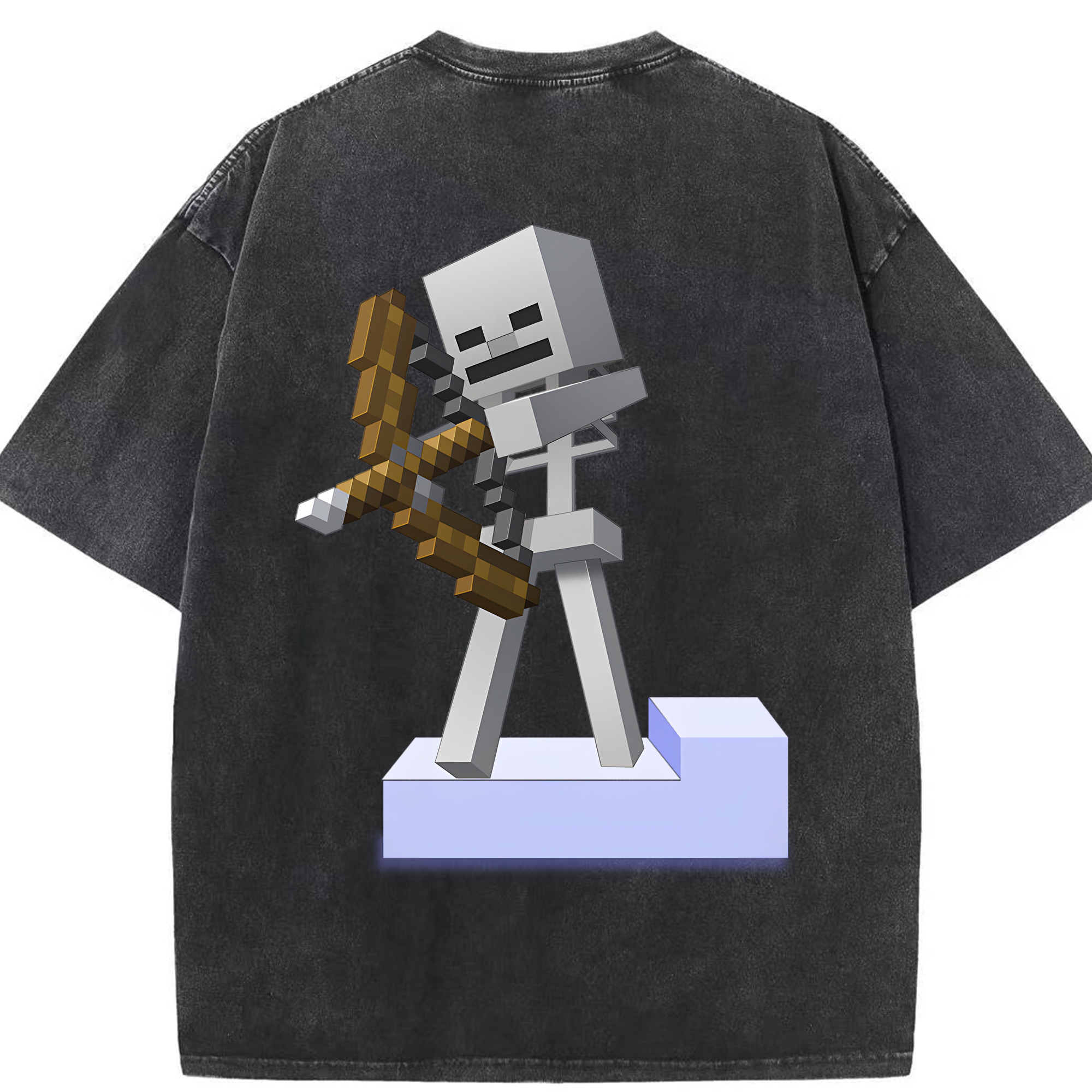 （画像用） マインクラフト ブロックの世界 Minecraft MC Block world 綿100% ヴィンテージ風 半袖Tシャツ（背面プリント）