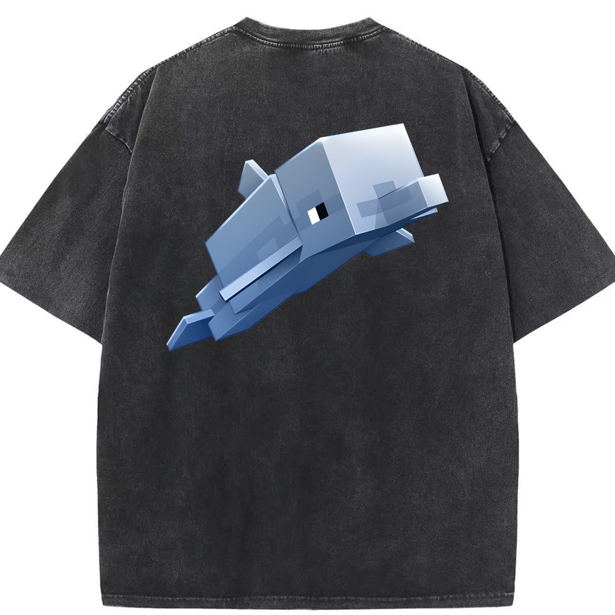 （画像用） マインクラフト ブロックの世界 Minecraft MC Block world 綿100% ヴィンテージ風 半袖Tシャツ（背面プリント）