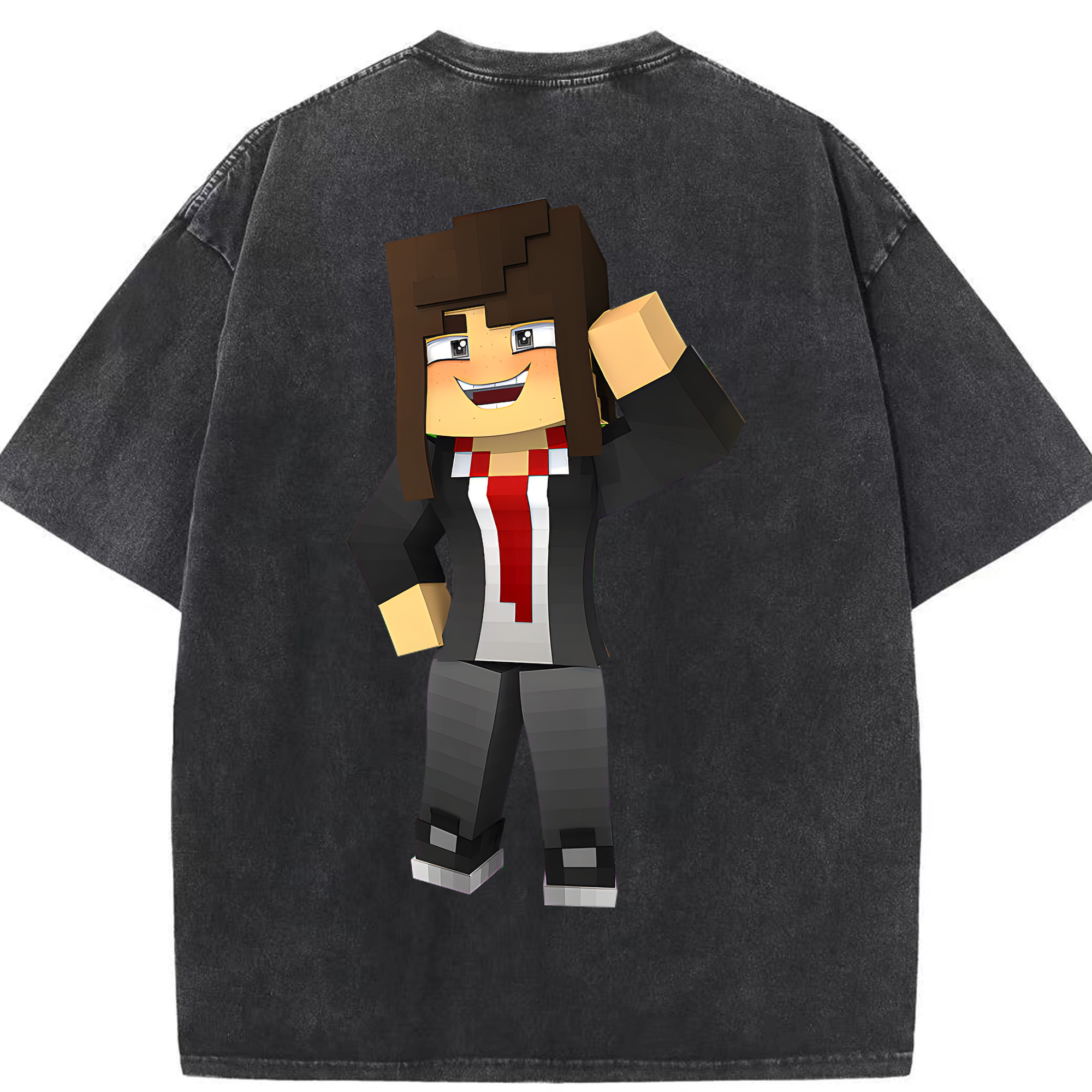 （画像用） マインクラフト ブロックの世界 Minecraft MC Block world 綿100% ヴィンテージ風 半袖Tシャツ（背面プリント）