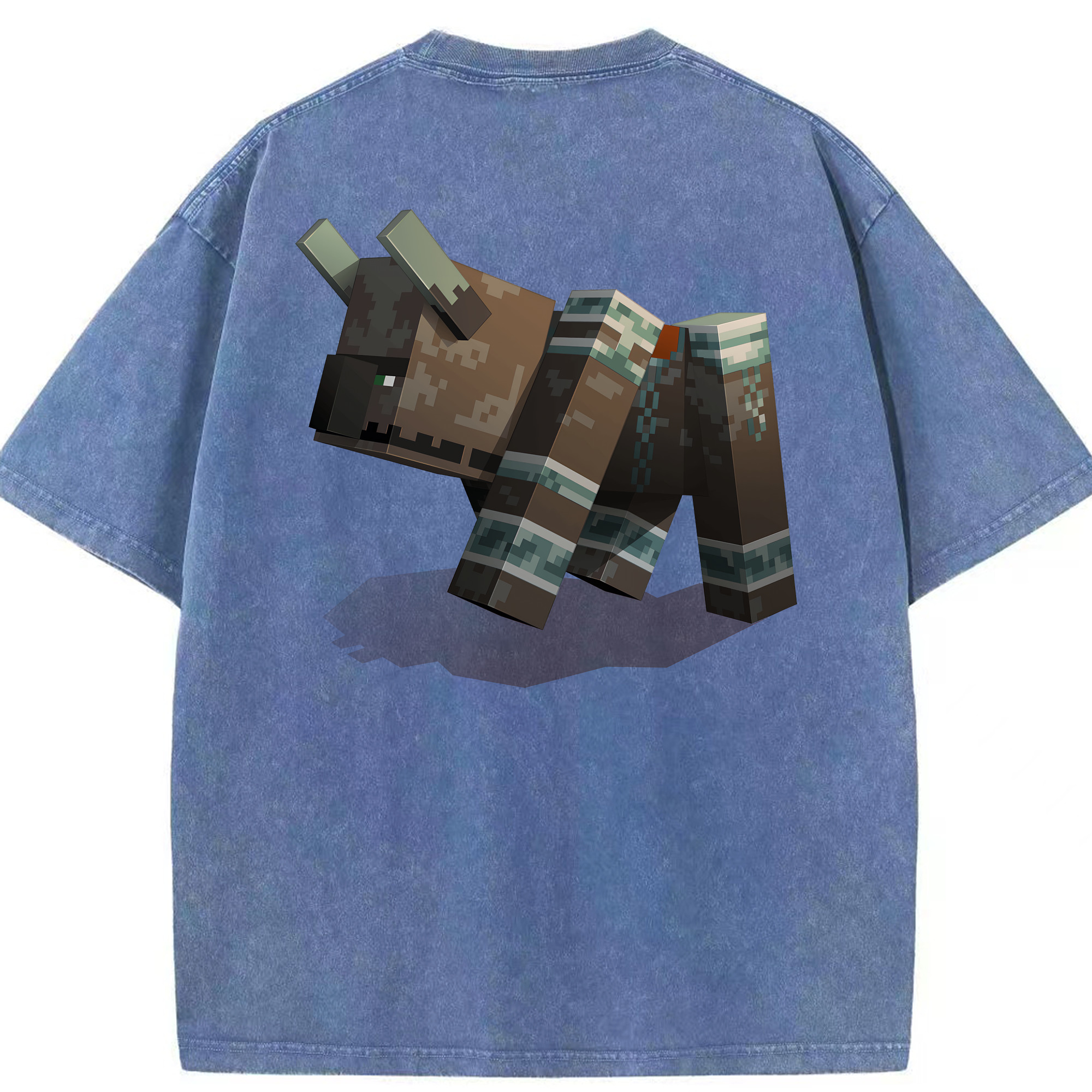 （画像用） マインクラフト ブロックの世界 Minecraft MC Block world 綿100% ヴィンテージ風 半袖Tシャツ（背面プリント）