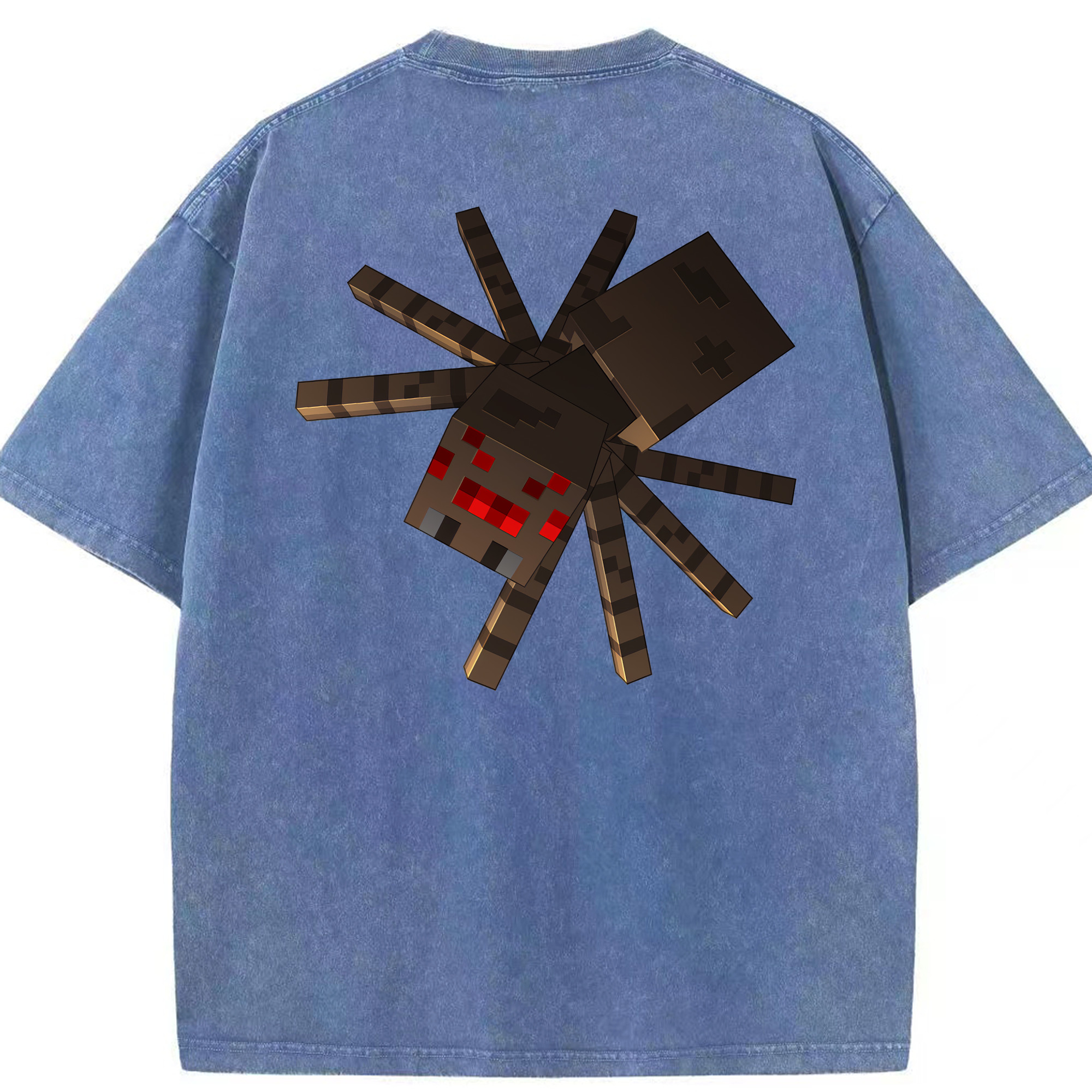 （画像用） マインクラフト ブロックの世界 Minecraft MC Block world 綿100% ヴィンテージ風 半袖Tシャツ（背面プリント）