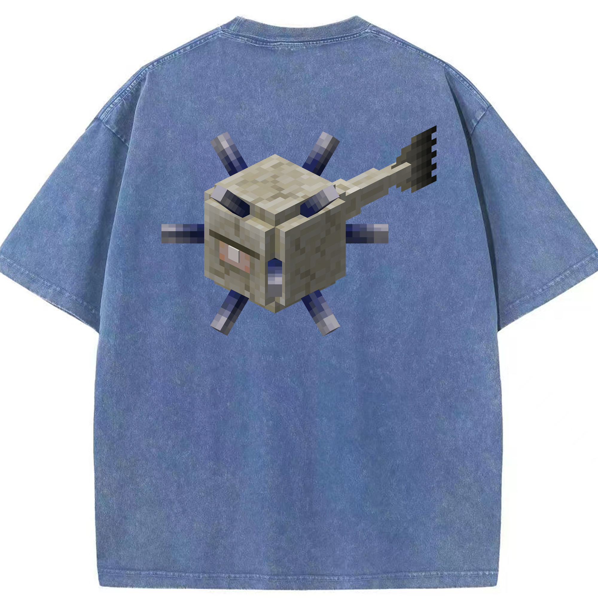 （画像用） マインクラフト ブロックの世界 Minecraft MC Block world 綿100% ヴィンテージ風 半袖Tシャツ（背面プリント）