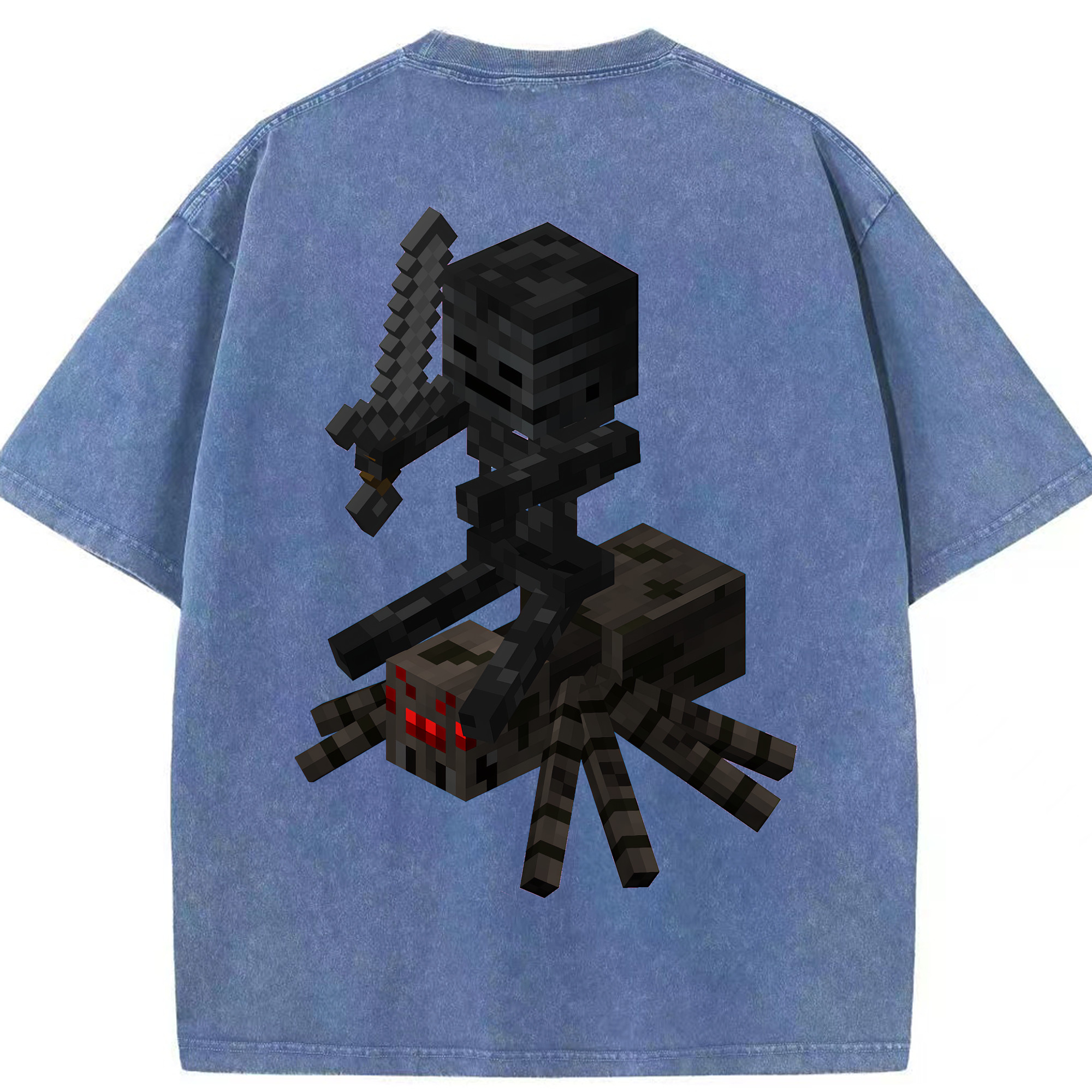 （画像用） マインクラフト ブロックの世界 Minecraft MC Block world 綿100% ヴィンテージ風 半袖Tシャツ（背面プリント）