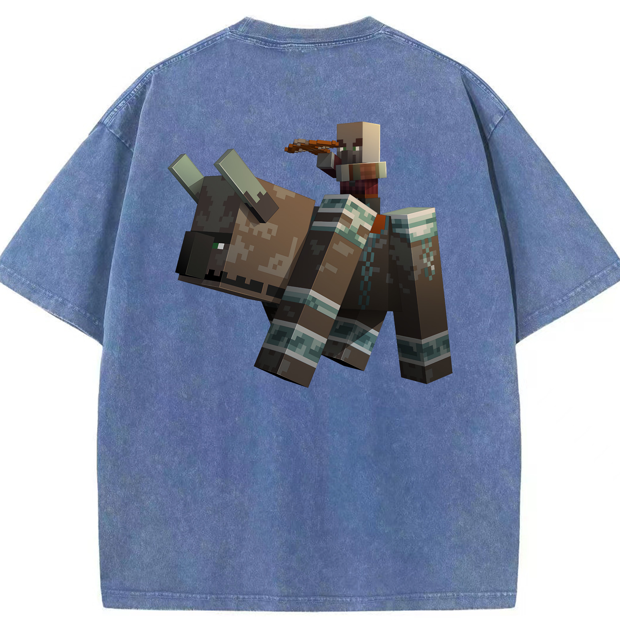 （画像用） マインクラフト ブロックの世界 Minecraft MC Block world 綿100% ヴィンテージ風 半袖Tシャツ（背面プリント）