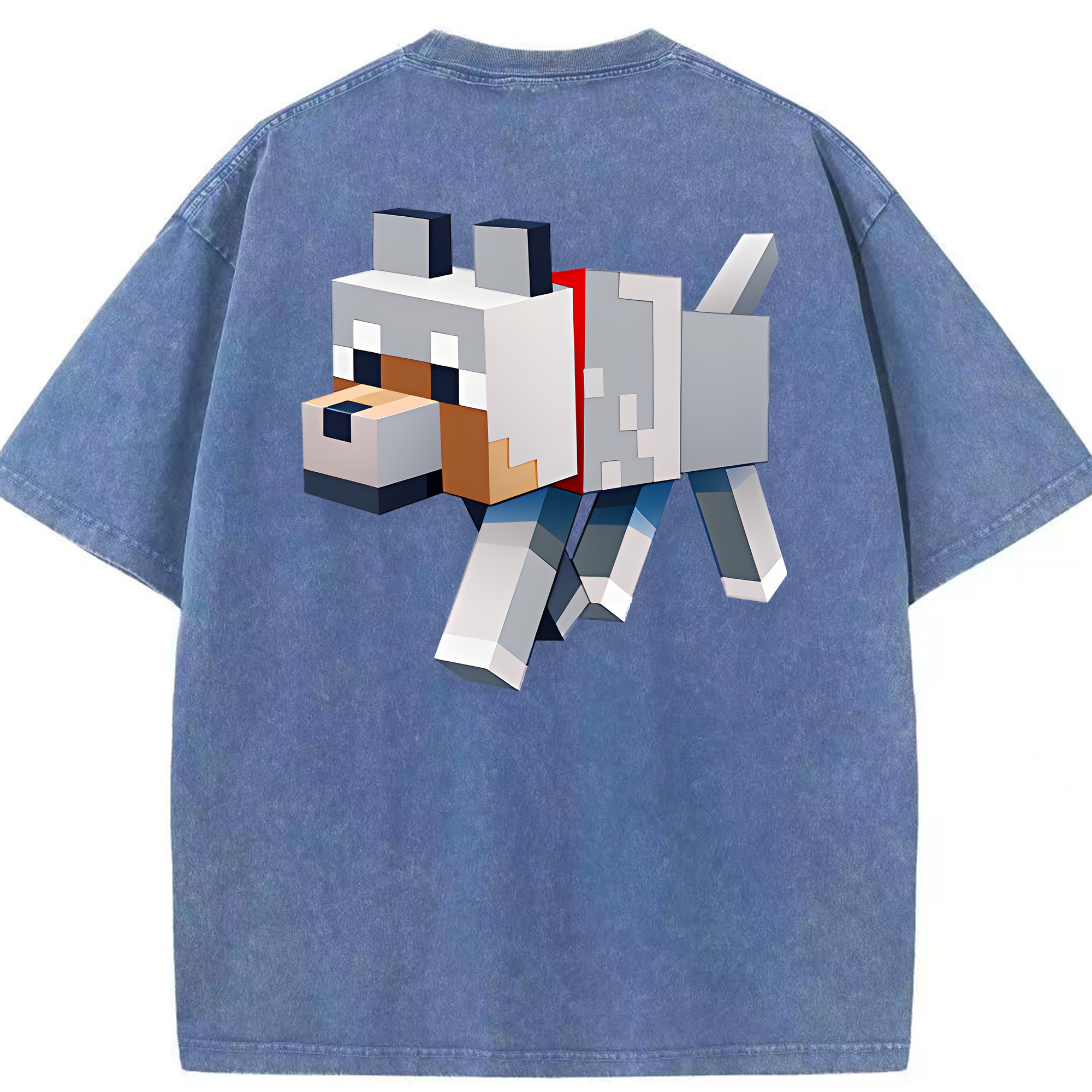 （画像用） マインクラフト ブロックの世界 Minecraft MC Block world 綿100% ヴィンテージ風 半袖Tシャツ（背面プリント）