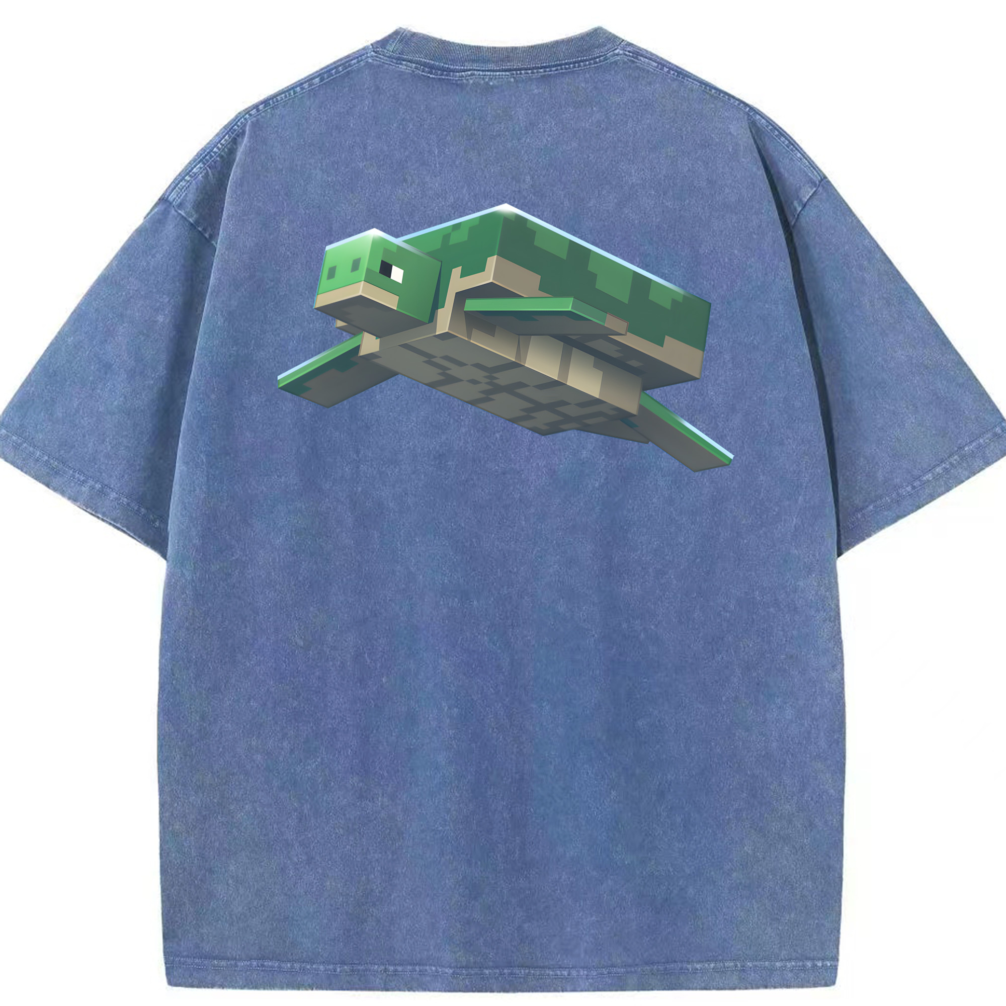（画像用） マインクラフト ブロックの世界 Minecraft MC Block world 綿100% ヴィンテージ風 半袖Tシャツ（背面プリント）