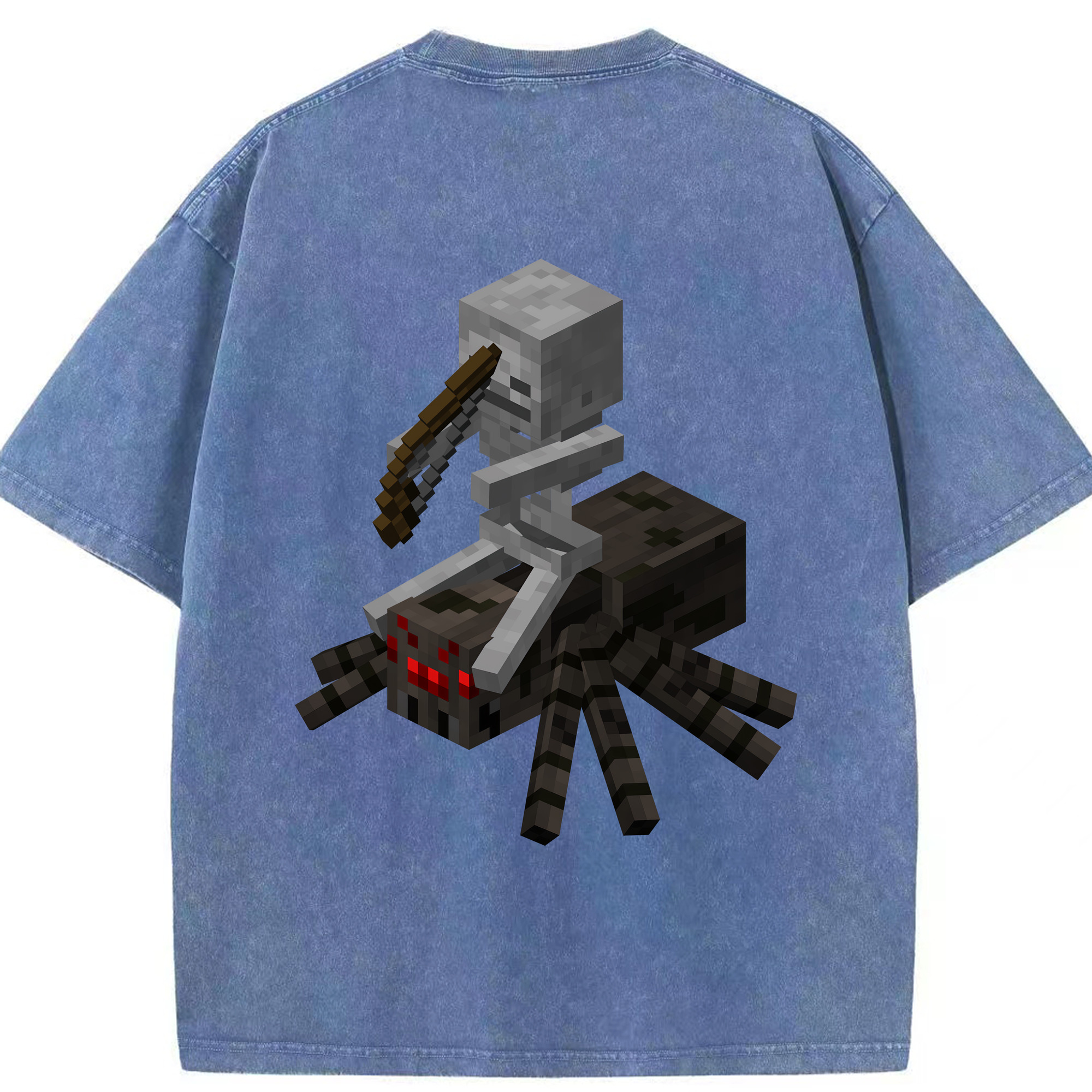 （画像用） マインクラフト ブロックの世界 Minecraft MC Block world 綿100% ヴィンテージ風 半袖Tシャツ（背面プリント）