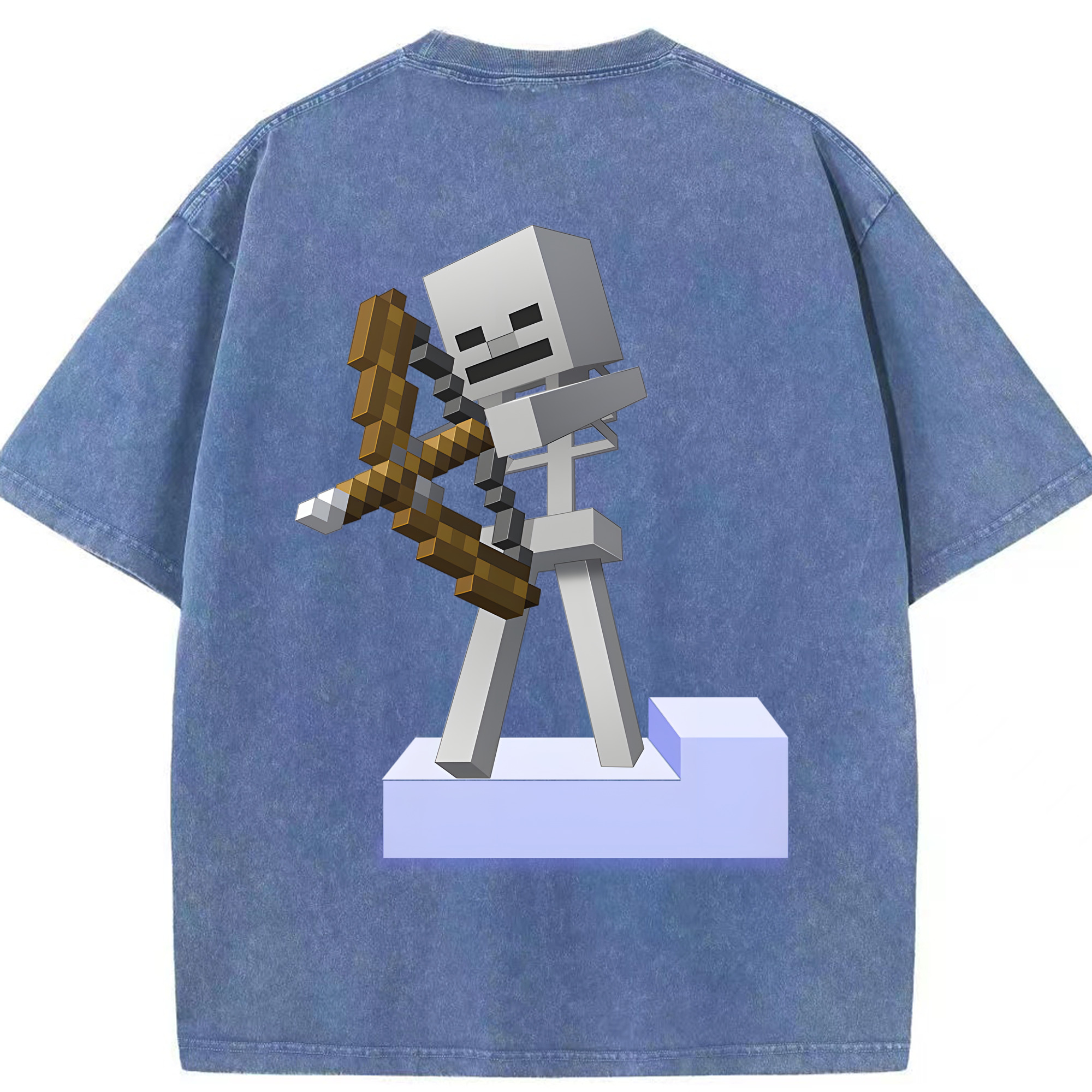 （画像用） マインクラフト ブロックの世界 Minecraft MC Block world 綿100% ヴィンテージ風 半袖Tシャツ（背面プリント）
