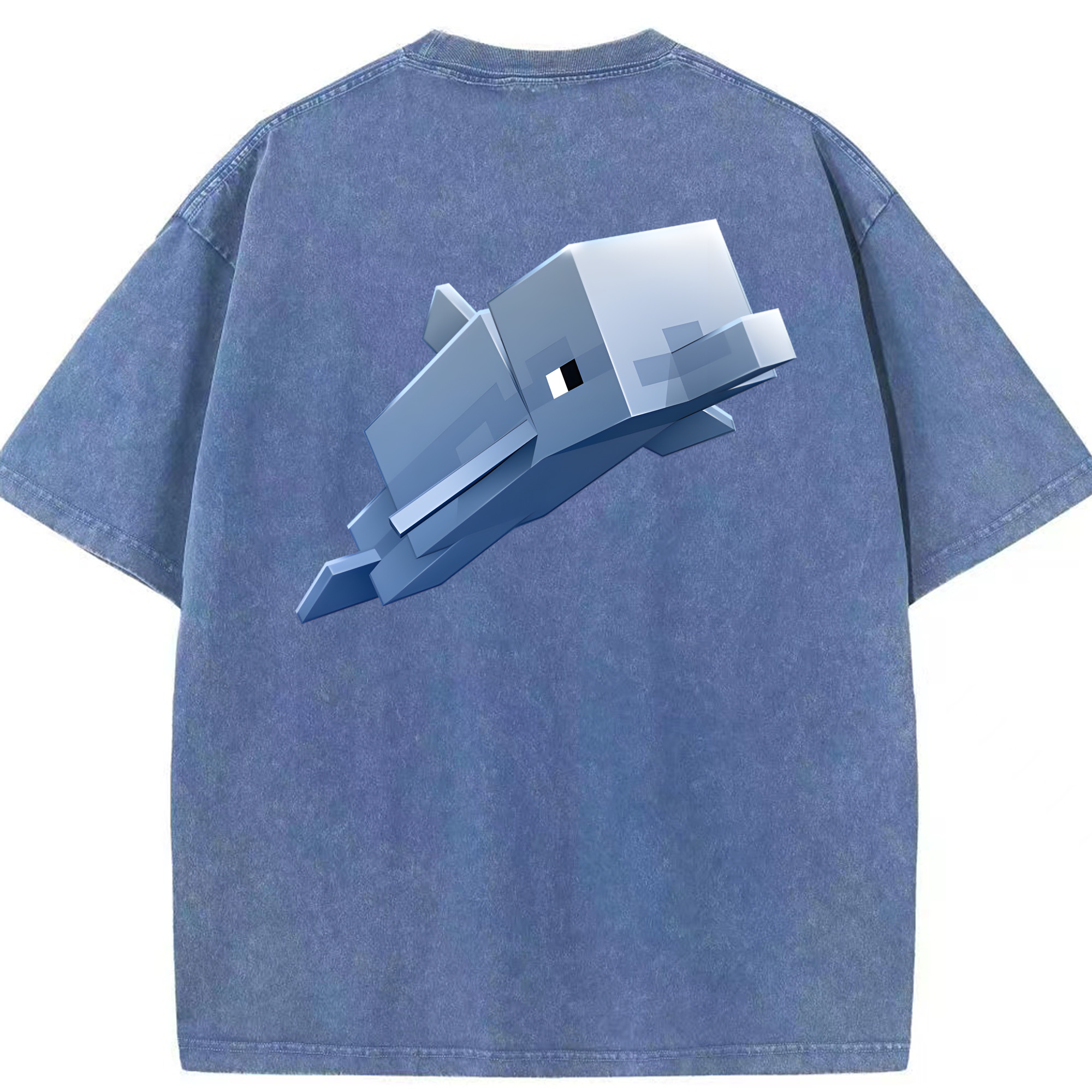 （画像用） マインクラフト ブロックの世界 Minecraft MC Block world 綿100% ヴィンテージ風 半袖Tシャツ（背面プリント）