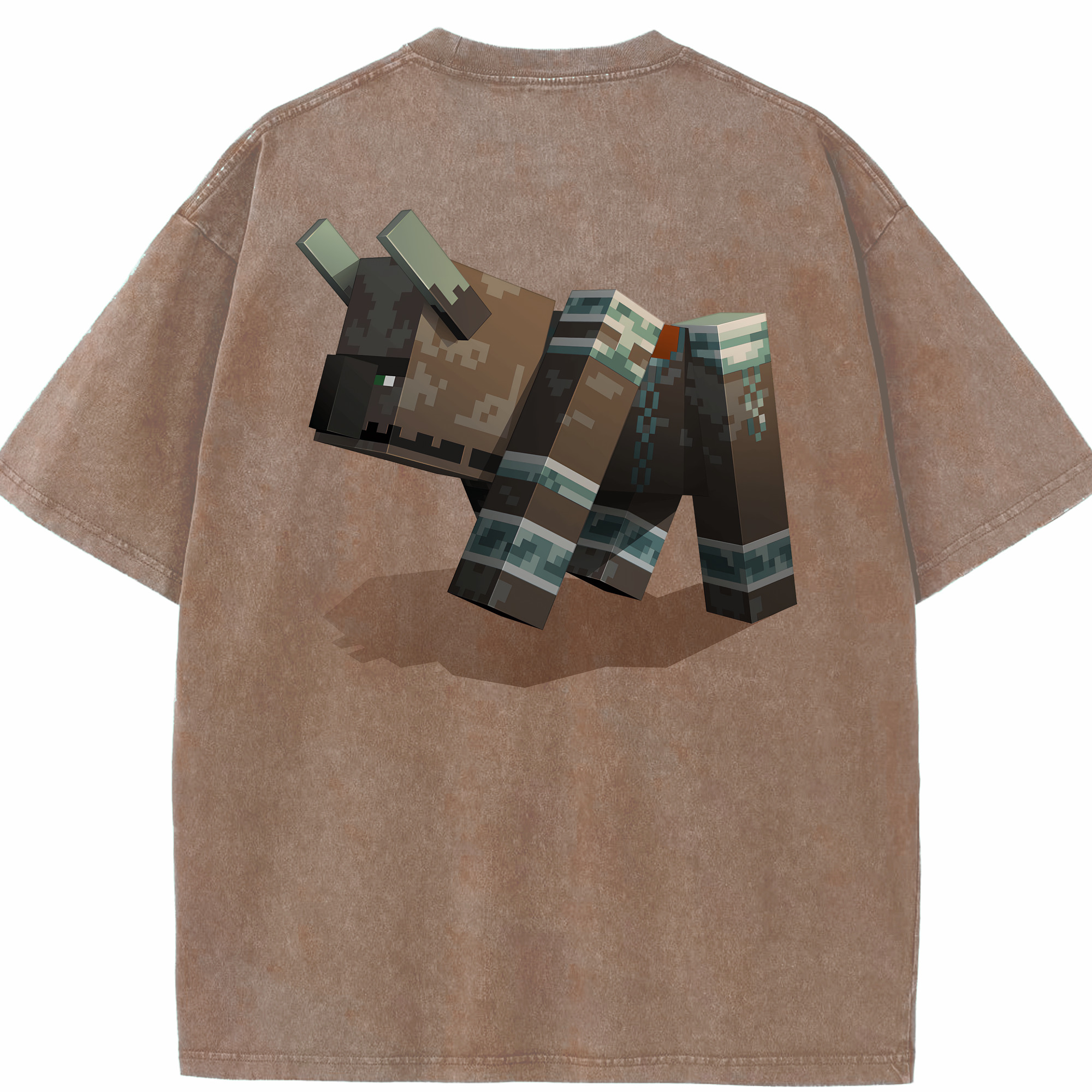 （画像用） マインクラフト ブロックの世界 Minecraft MC Block world 綿100% ヴィンテージ風 半袖Tシャツ（背面プリント）