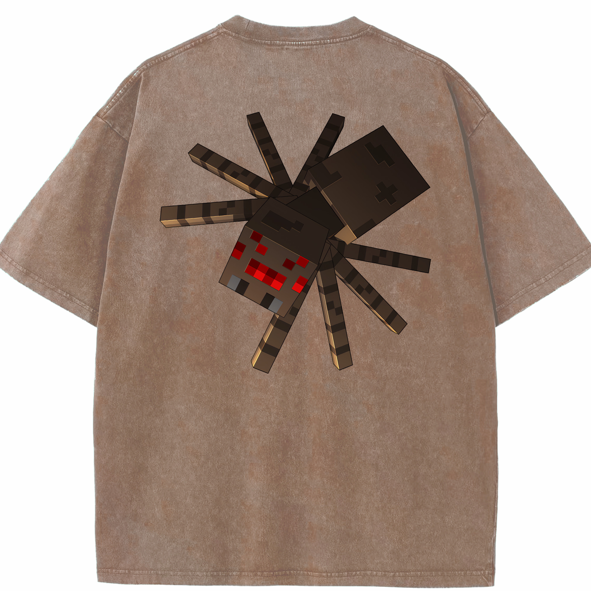 （画像用） マインクラフト ブロックの世界 Minecraft MC Block world 綿100% ヴィンテージ風 半袖Tシャツ（背面プリント）