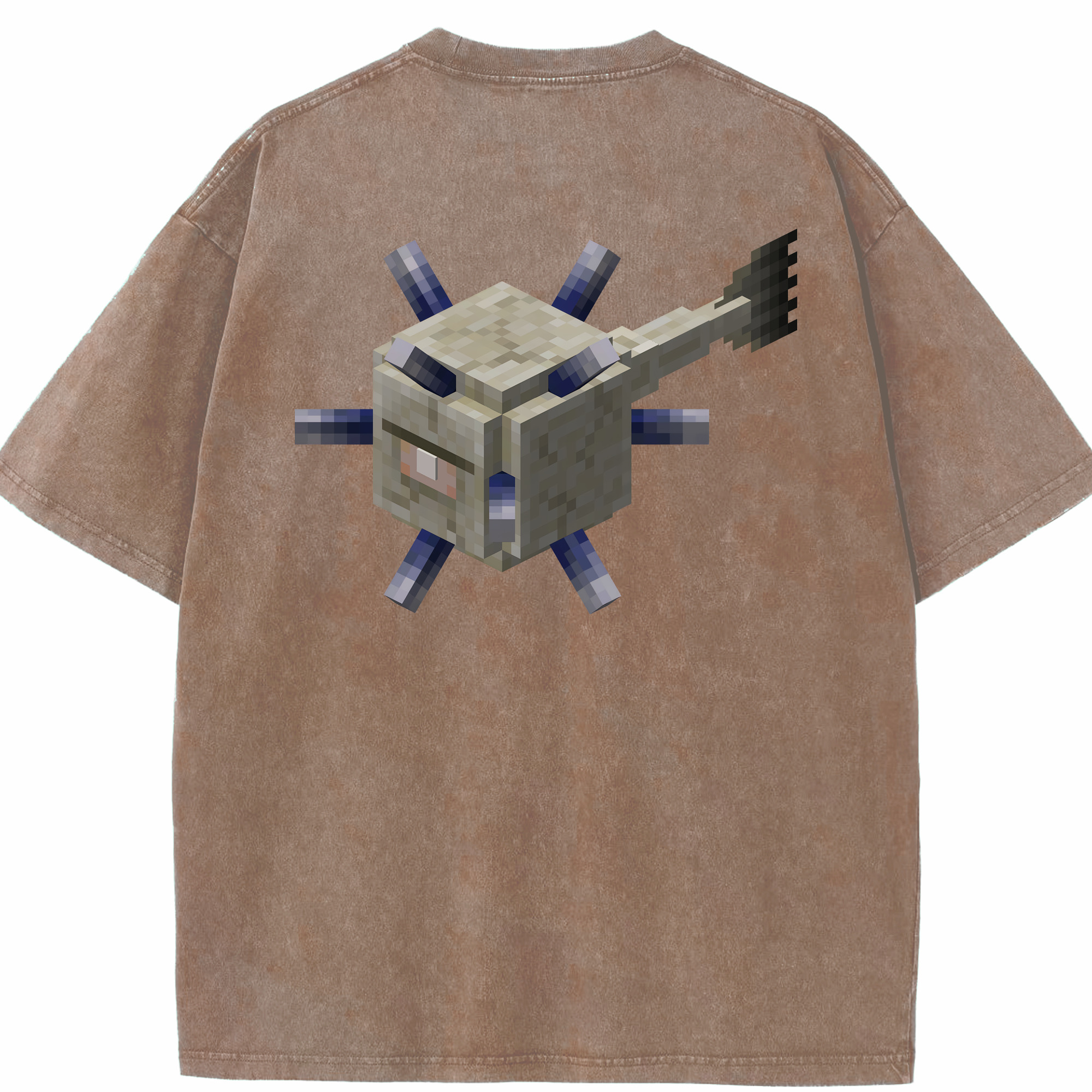 （画像用） マインクラフト ブロックの世界 Minecraft MC Block world 綿100% ヴィンテージ風 半袖Tシャツ（背面プリント）