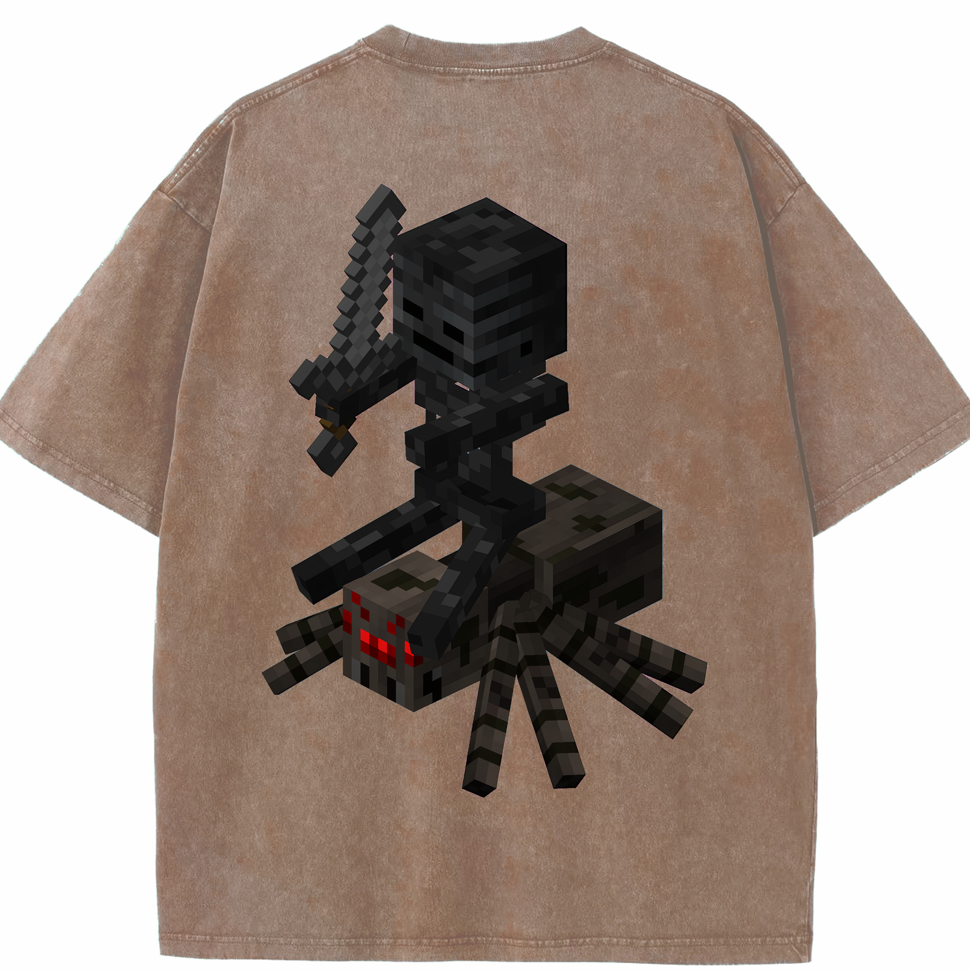 （画像用） マインクラフト ブロックの世界 Minecraft MC Block world 綿100% ヴィンテージ風 半袖Tシャツ（背面プリント）