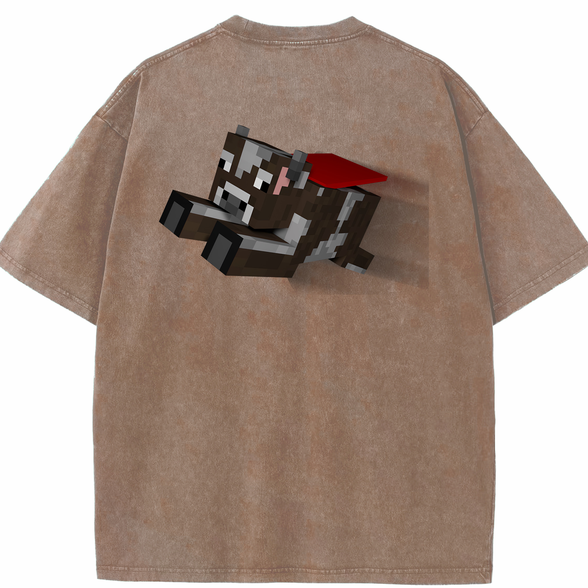 （画像用） マインクラフト ブロックの世界 Minecraft MC Block world 綿100% ヴィンテージ風 半袖Tシャツ（背面プリント）
