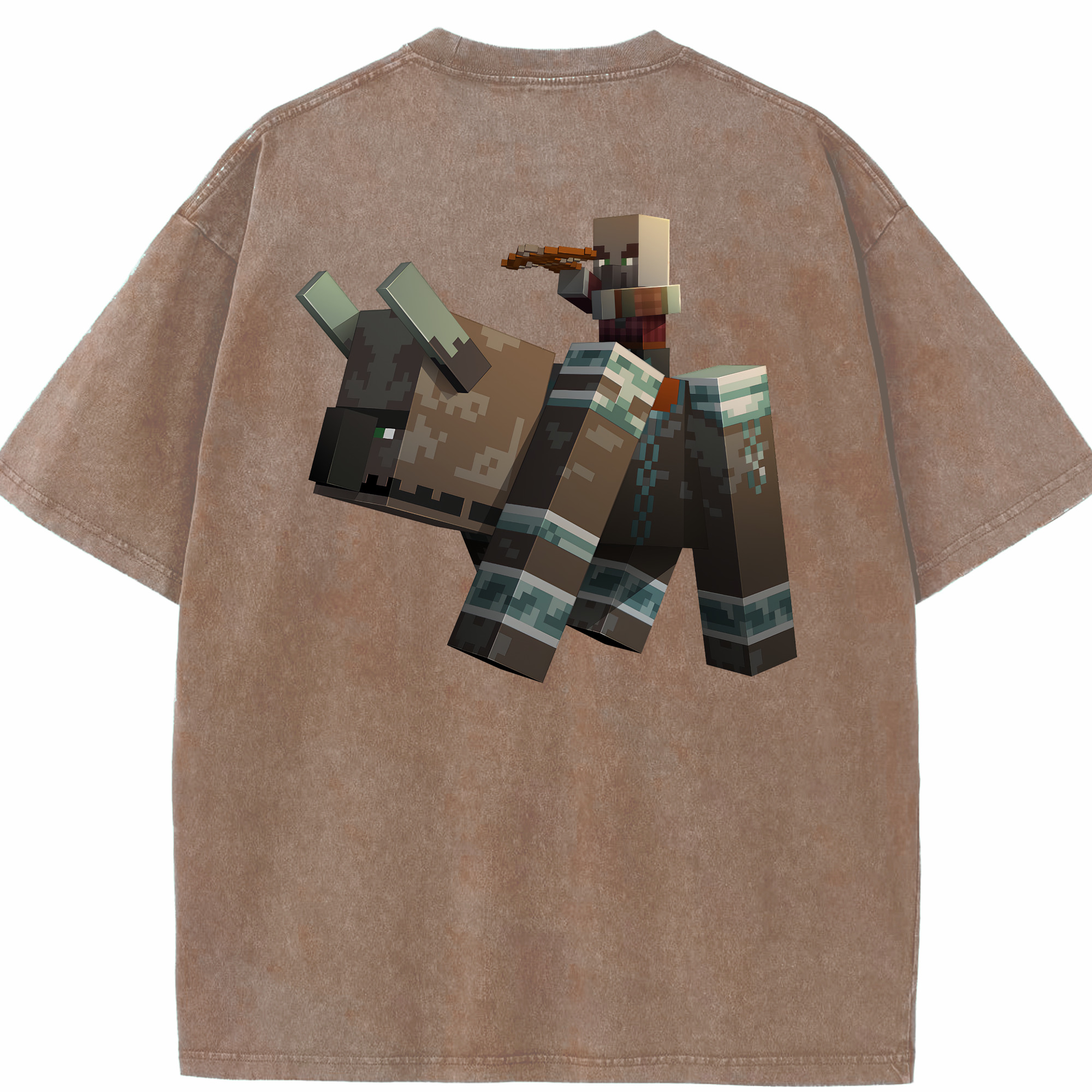 （画像用） マインクラフト ブロックの世界 Minecraft MC Block world 綿100% ヴィンテージ風 半袖Tシャツ（背面プリント）