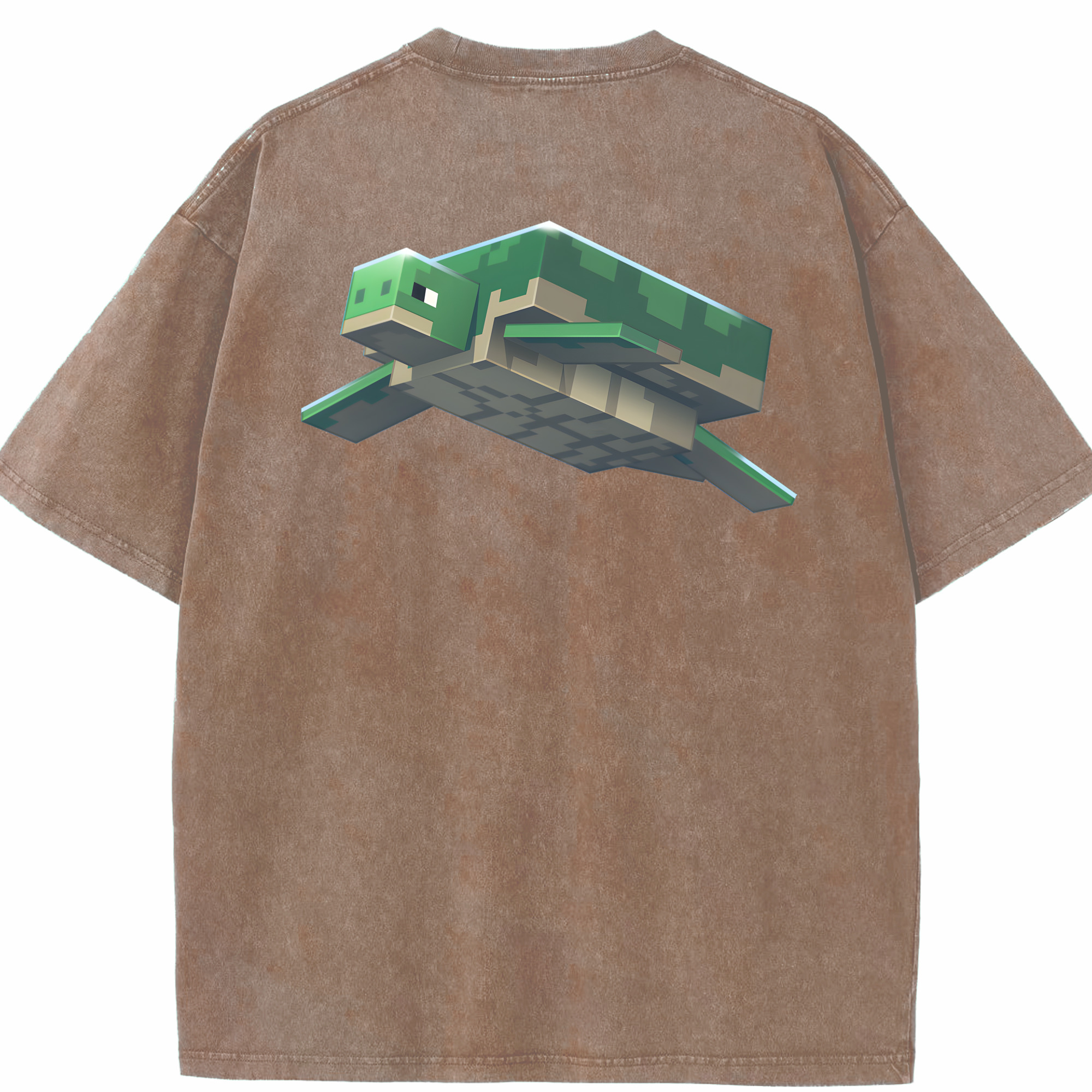 （画像用） マインクラフト ブロックの世界 Minecraft MC Block world 綿100% ヴィンテージ風 半袖Tシャツ（背面プリント）