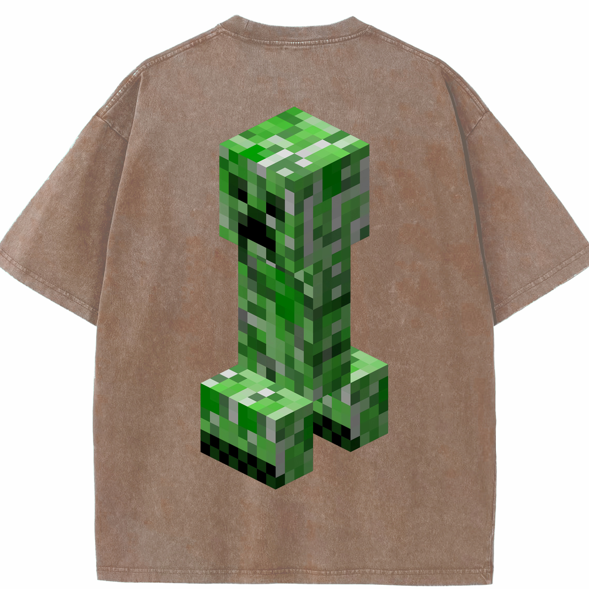 （画像用） マインクラフト ブロックの世界 Minecraft MC Block world 綿100% ヴィンテージ風 半袖Tシャツ（背面プリント）