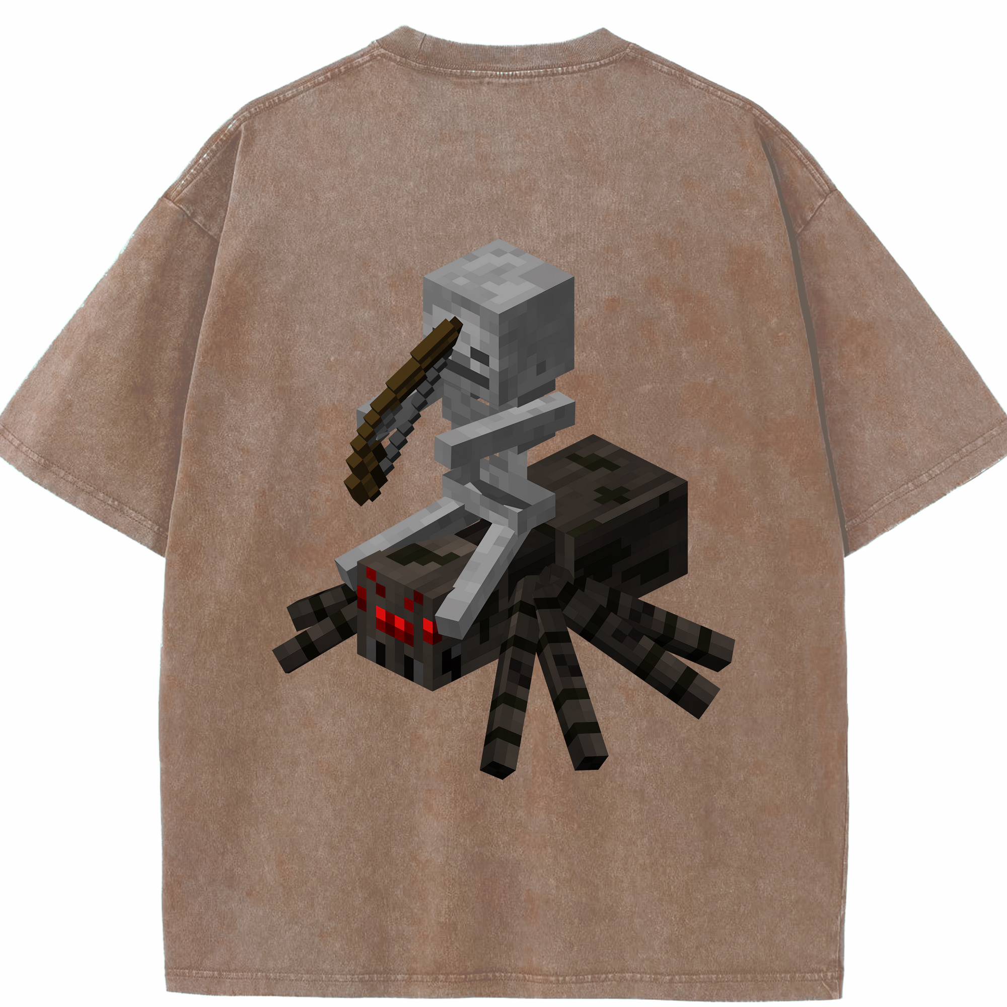（画像用） マインクラフト ブロックの世界 Minecraft MC Block world 綿100% ヴィンテージ風 半袖Tシャツ（背面プリント）