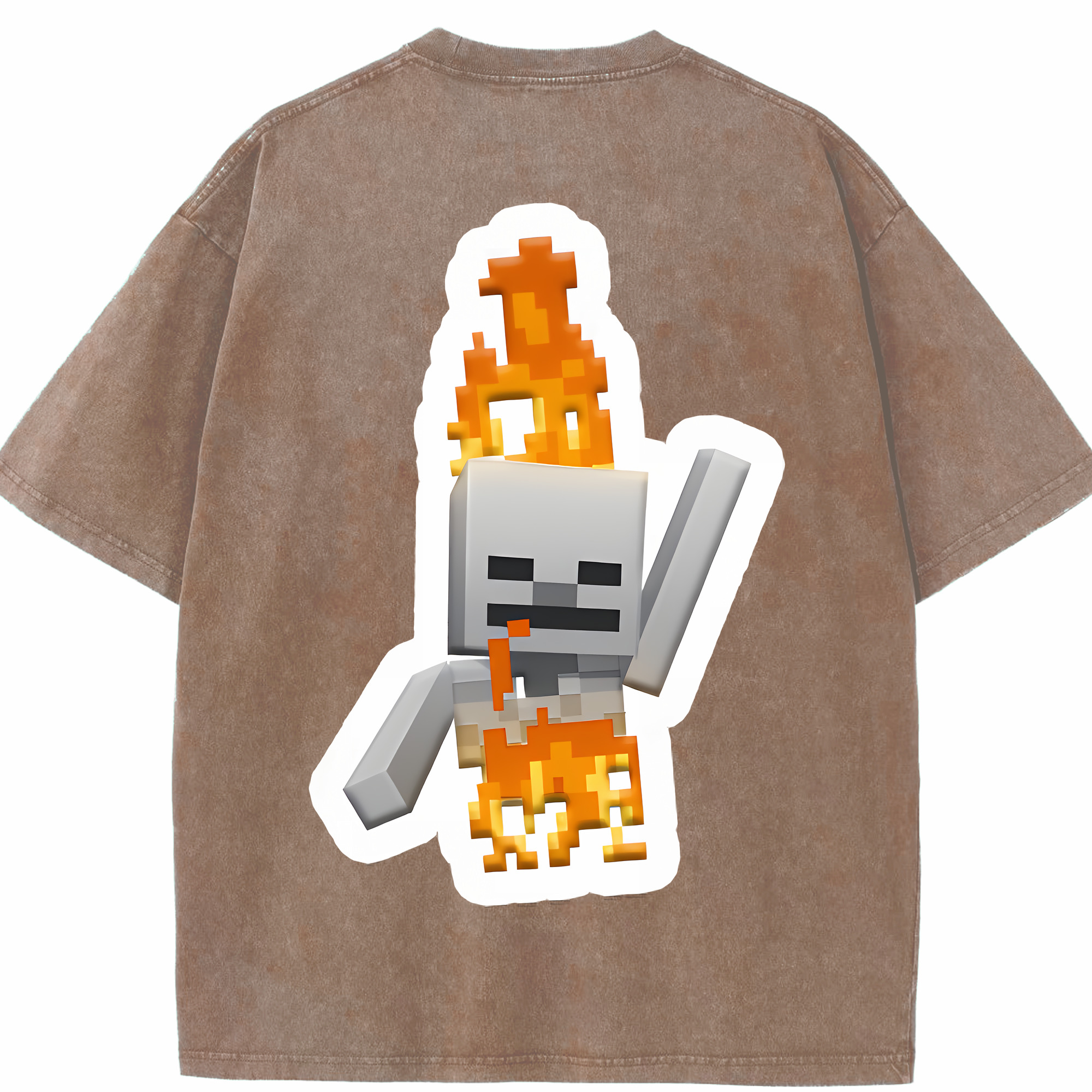 （画像用） マインクラフト ブロックの世界 Minecraft MC Block world 綿100% ヴィンテージ風 半袖Tシャツ（背面プリント）