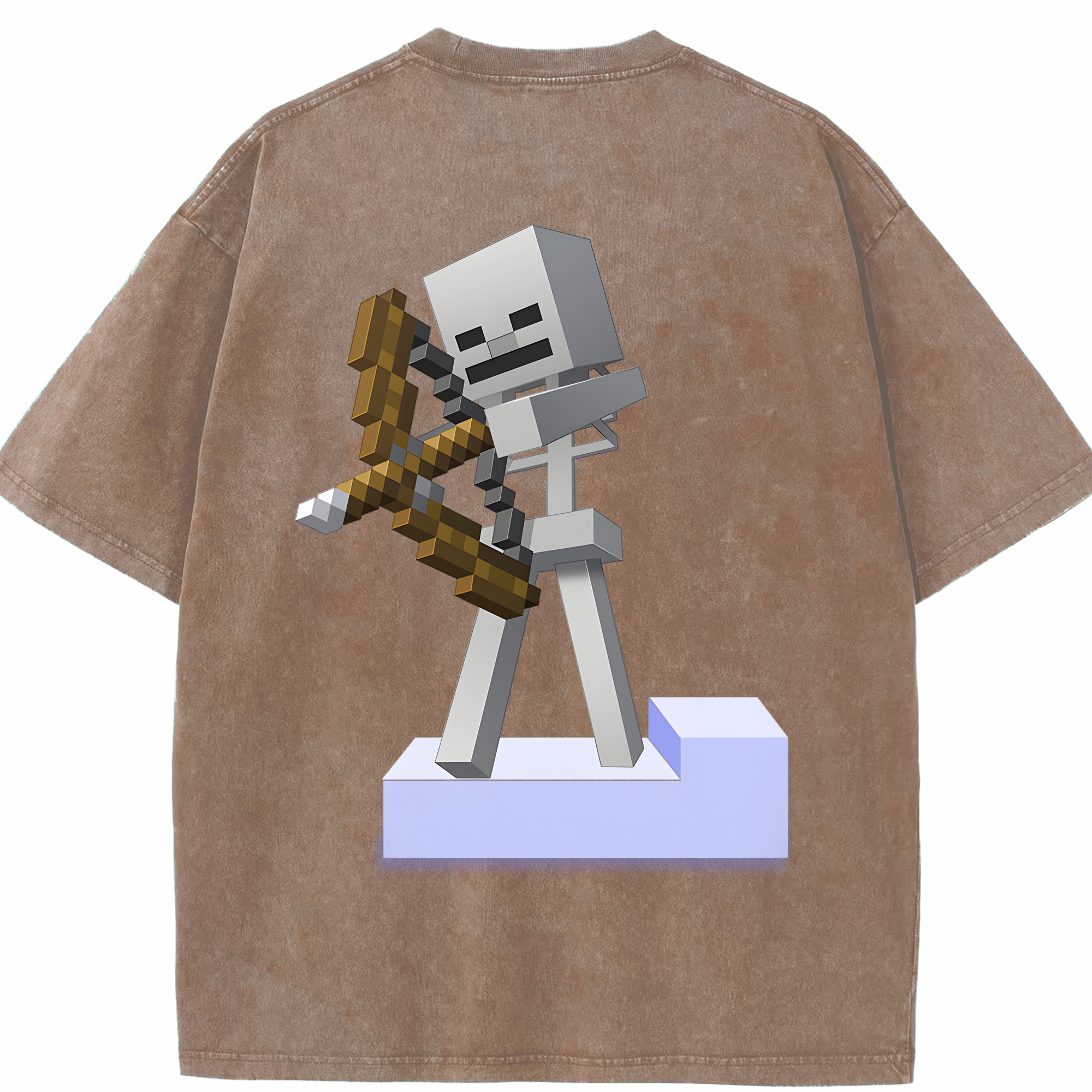 （画像用） マインクラフト ブロックの世界 Minecraft MC Block world 綿100% ヴィンテージ風 半袖Tシャツ（背面プリント）
