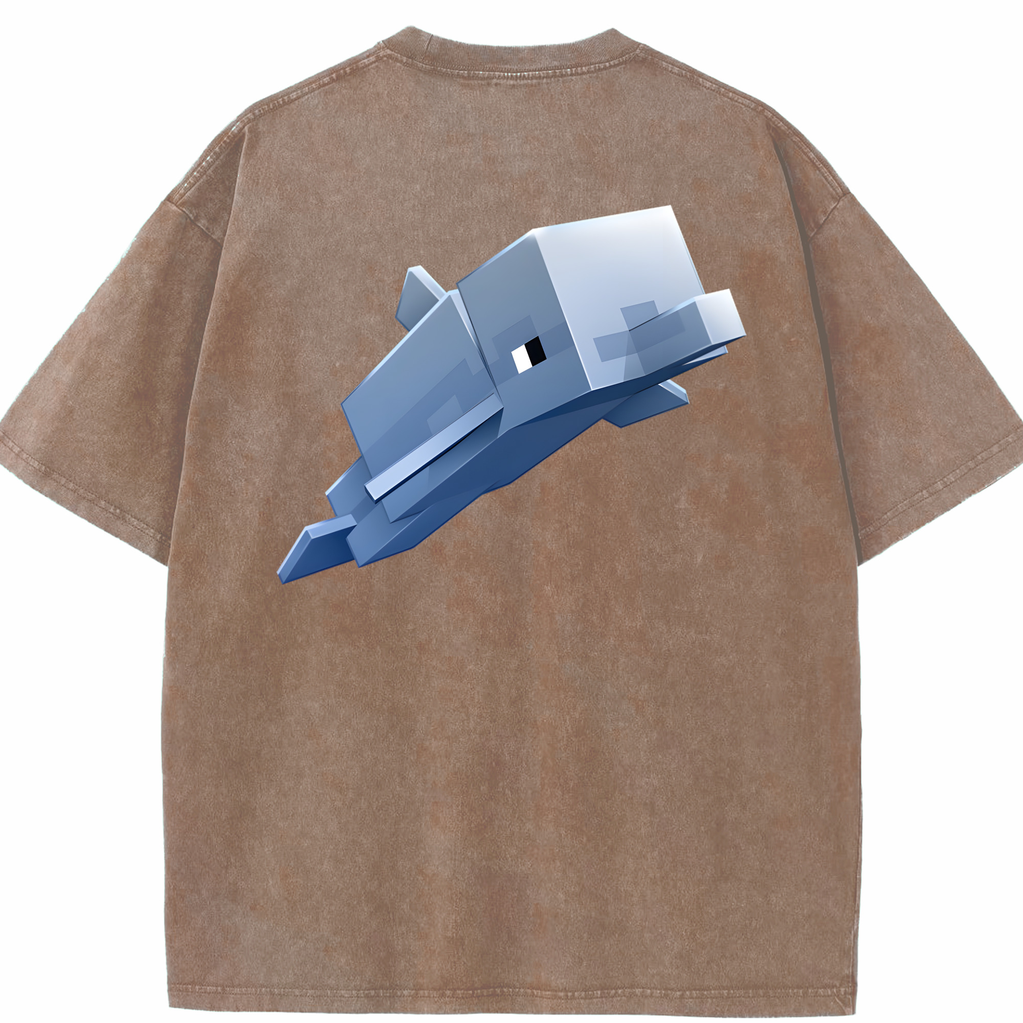 （画像用） マインクラフト ブロックの世界 Minecraft MC Block world 綿100% ヴィンテージ風 半袖Tシャツ（背面プリント）