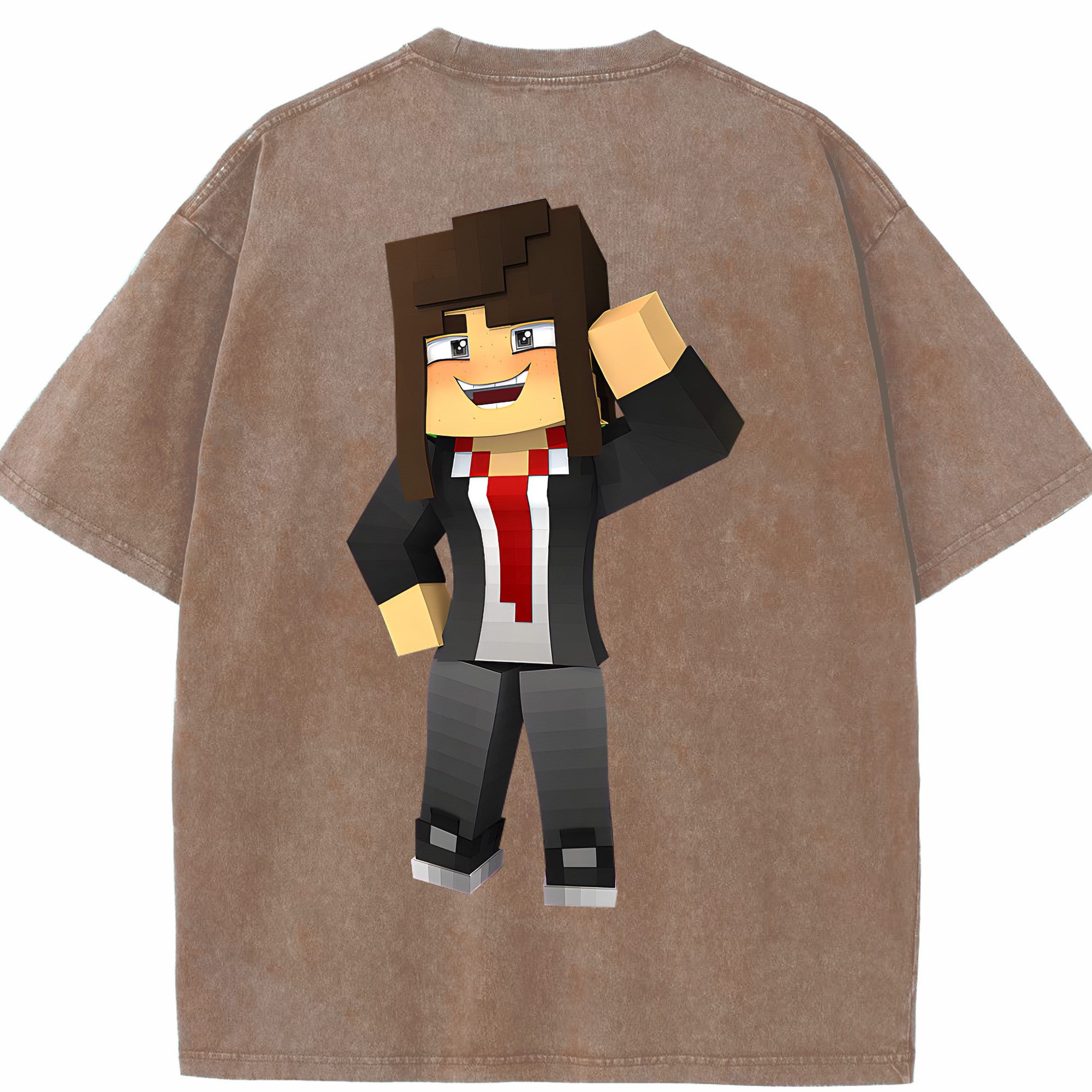 （画像用） マインクラフト ブロックの世界 Minecraft MC Block world 綿100% ヴィンテージ風 半袖Tシャツ（背面プリント）