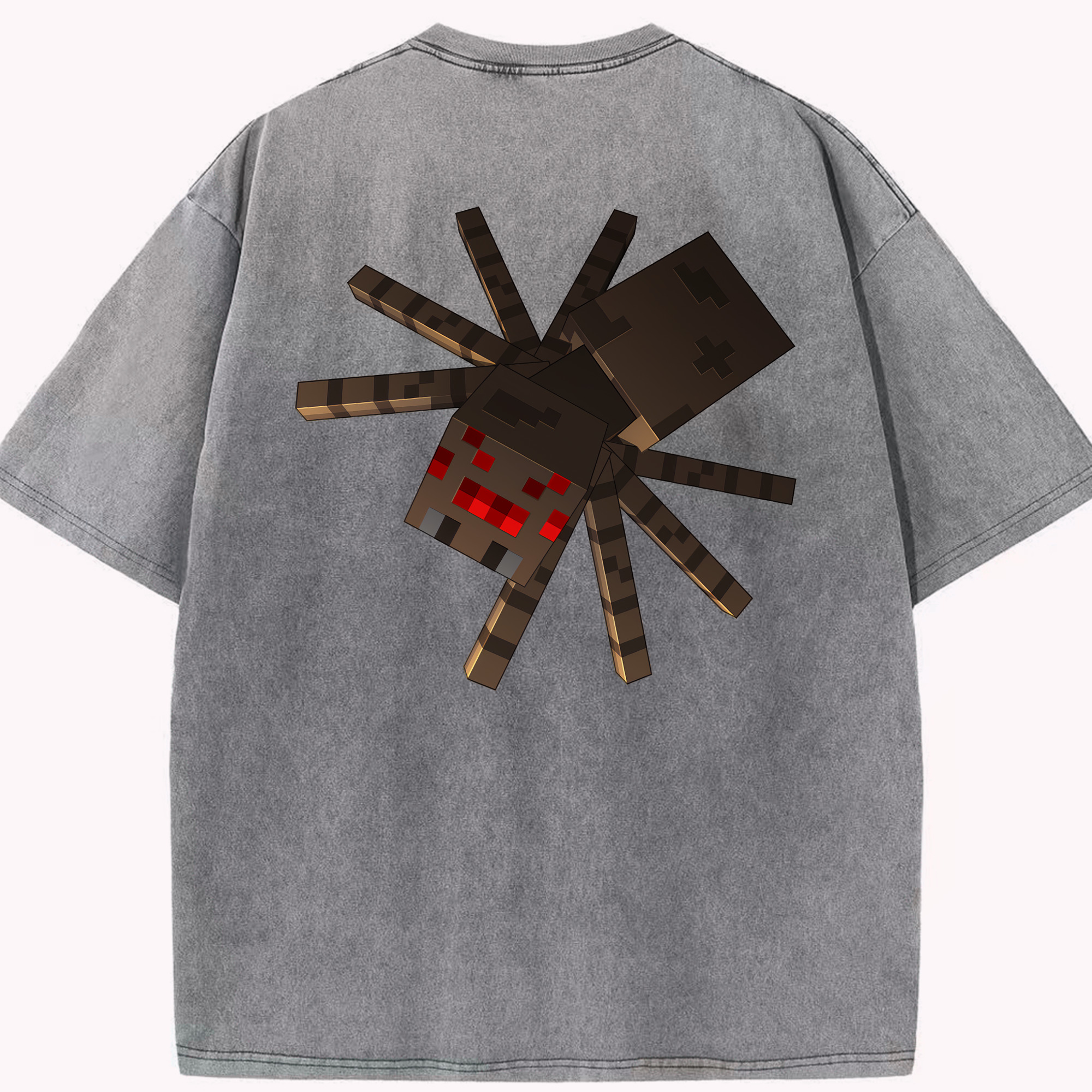（画像用） マインクラフト ブロックの世界 Minecraft MC Block world 綿100% ヴィンテージ風 半袖Tシャツ（背面プリント）
