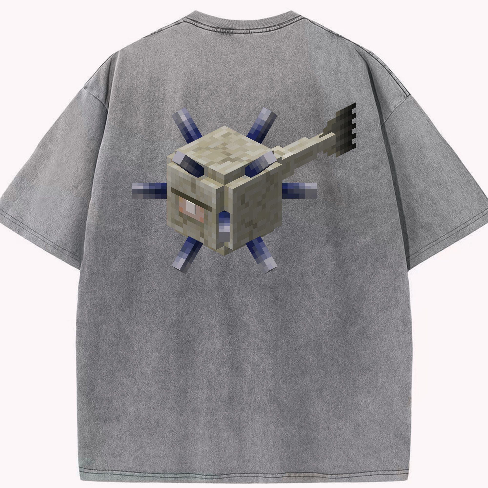 （画像用） マインクラフト ブロックの世界 Minecraft MC Block world 綿100% ヴィンテージ風 半袖Tシャツ（背面プリント）