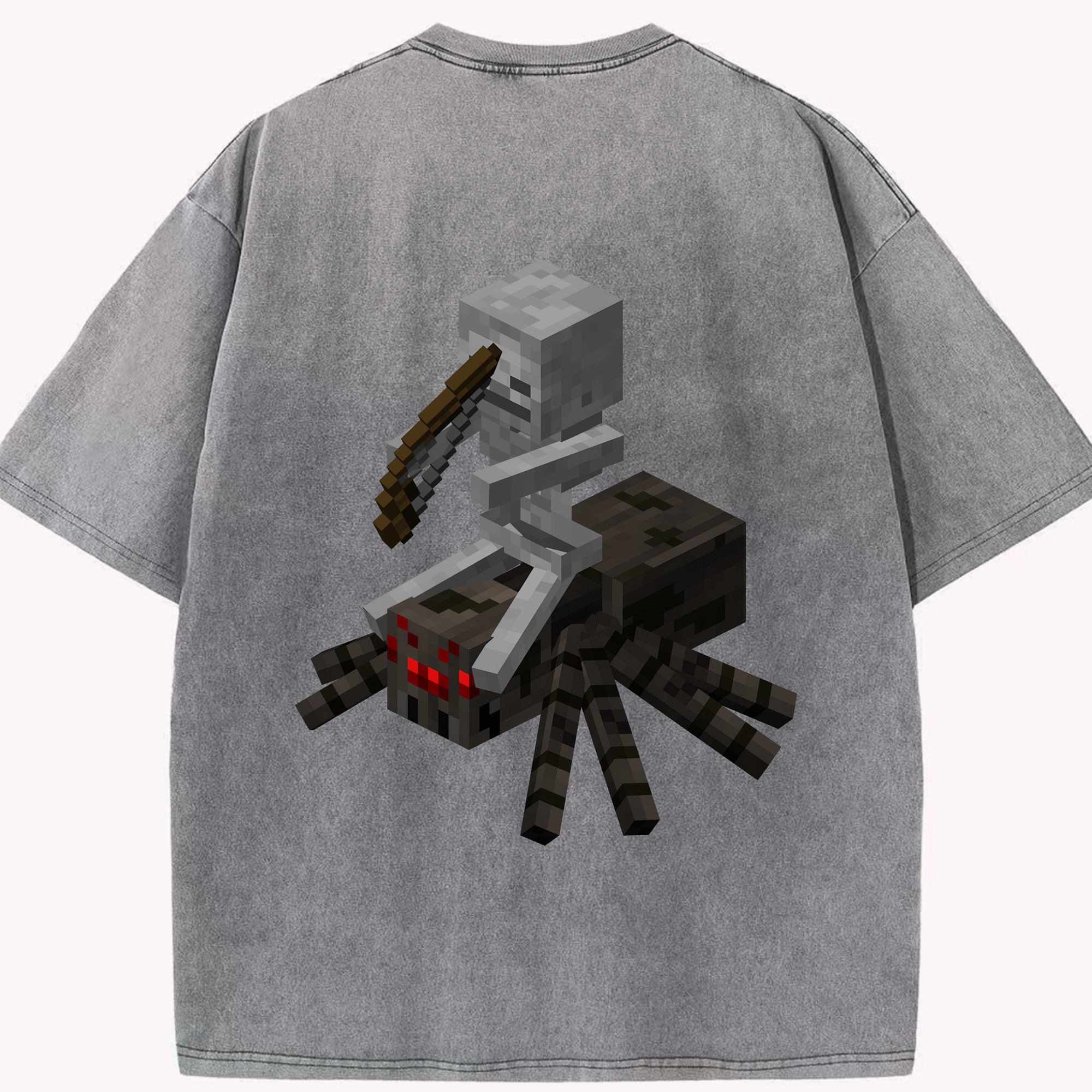 （画像用） マインクラフト ブロックの世界 Minecraft MC Block world 綿100% ヴィンテージ風 半袖Tシャツ（背面プリント）
