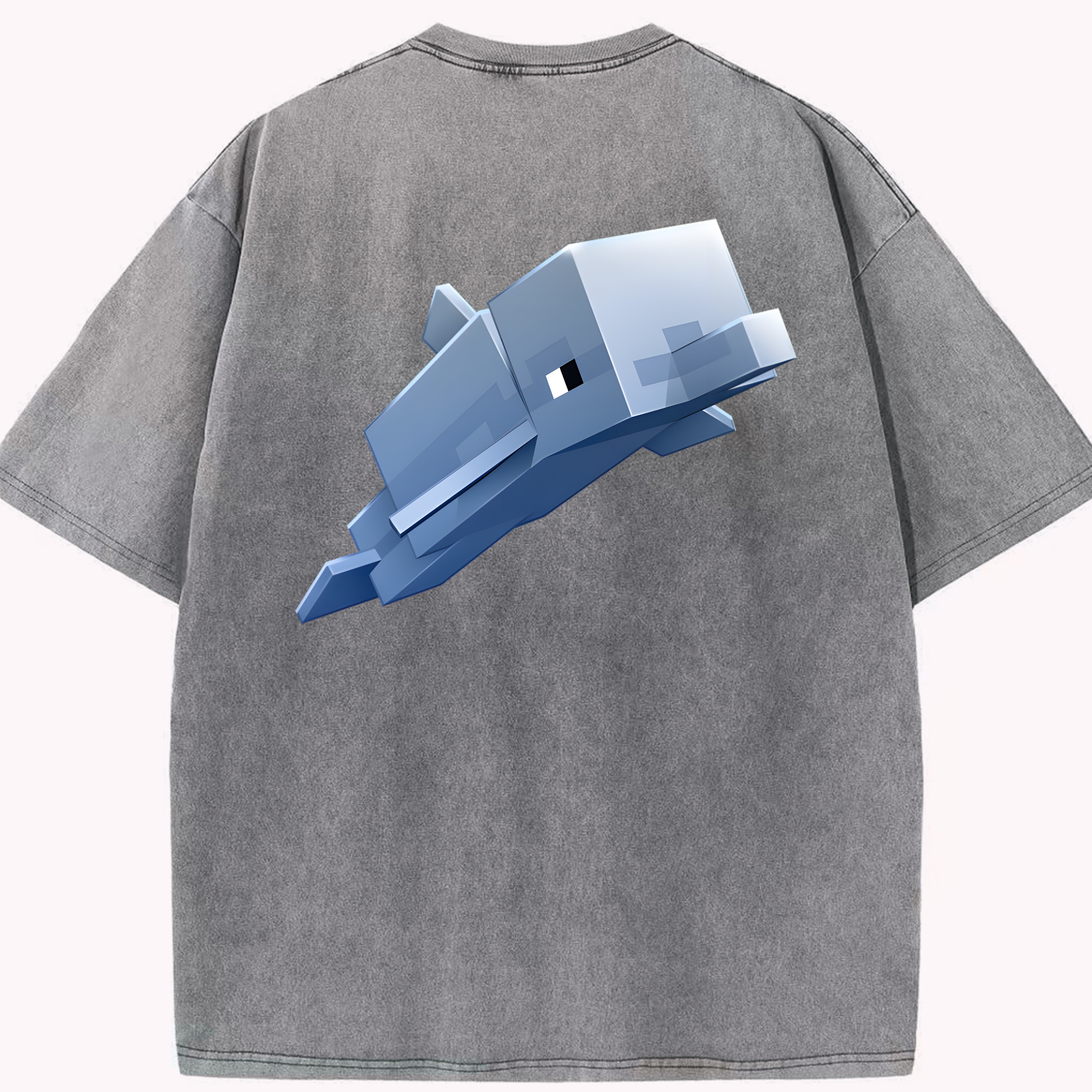 （画像用） マインクラフト ブロックの世界 Minecraft MC Block world 綿100% ヴィンテージ風 半袖Tシャツ（背面プリント）