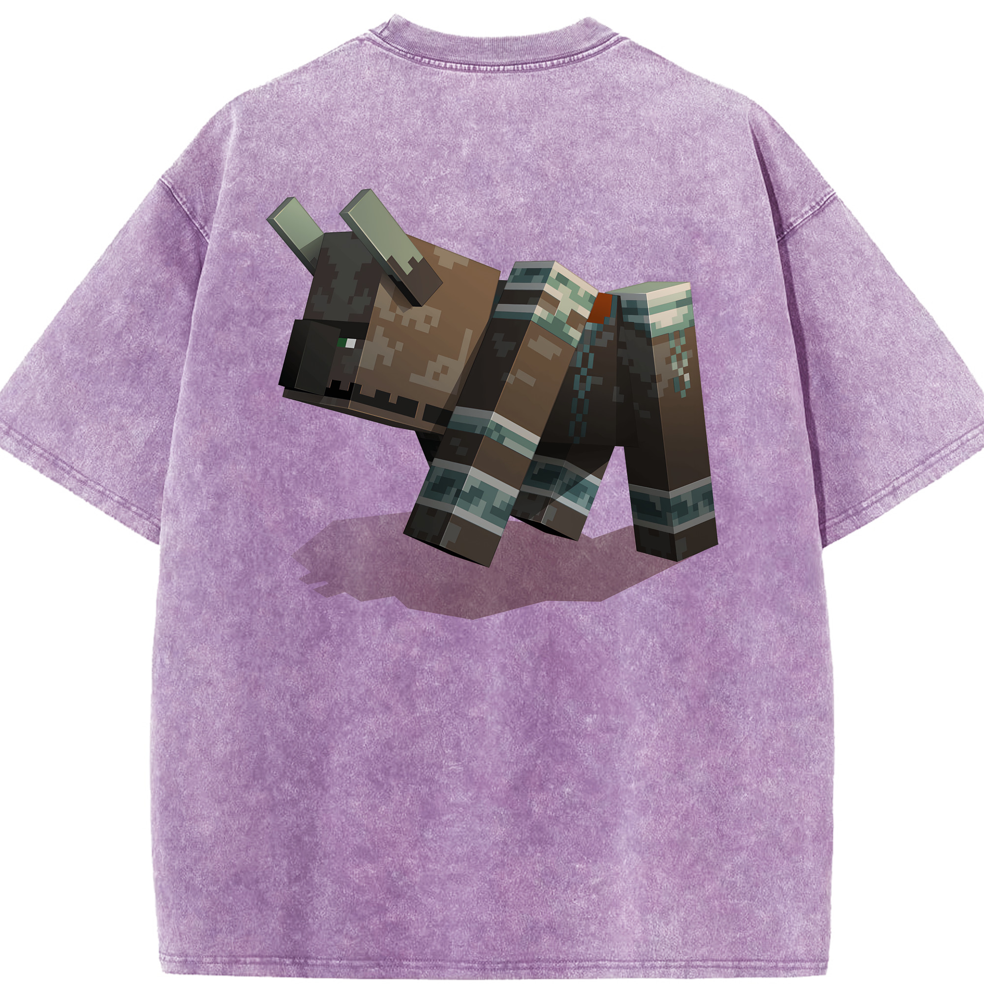 （画像用） マインクラフト ブロックの世界 Minecraft MC Block world 綿100% ヴィンテージ風 半袖Tシャツ（背面プリント）